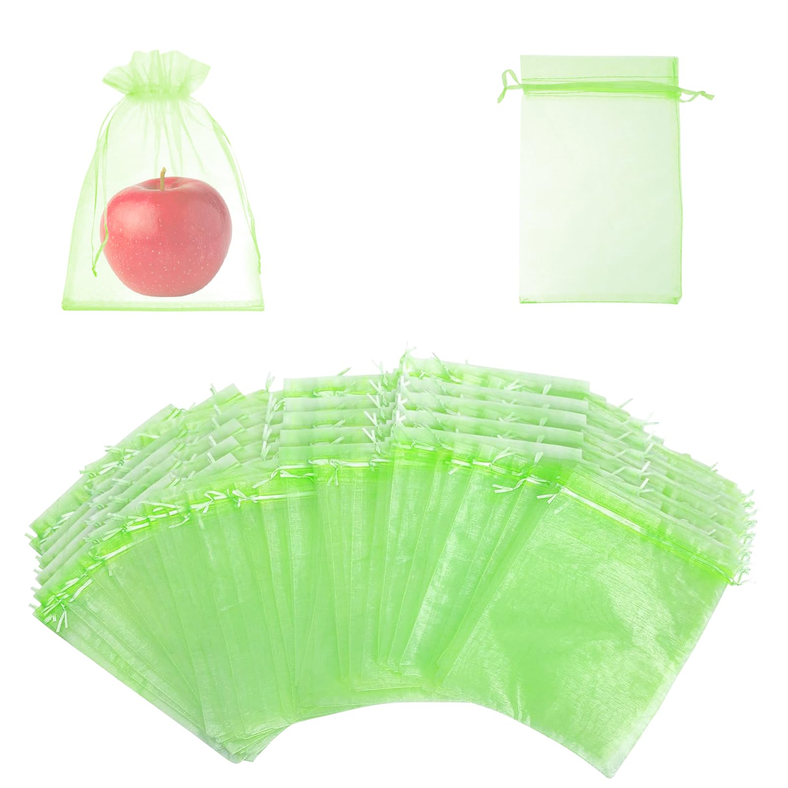 【送料無料】【BEAUTY PLAYER】果樹袋 果物保護バッグ 果実袋 防虫 ネット 家庭菜園 防鳥ネット 害虫鳥避け 通気性 光通過 メッシュバッグ 園芸工具 桃 イチゴ ミニメロン いちじく ぶどう用 農業用 巾着袋 (グリーン, 50, 15cmx20cm)