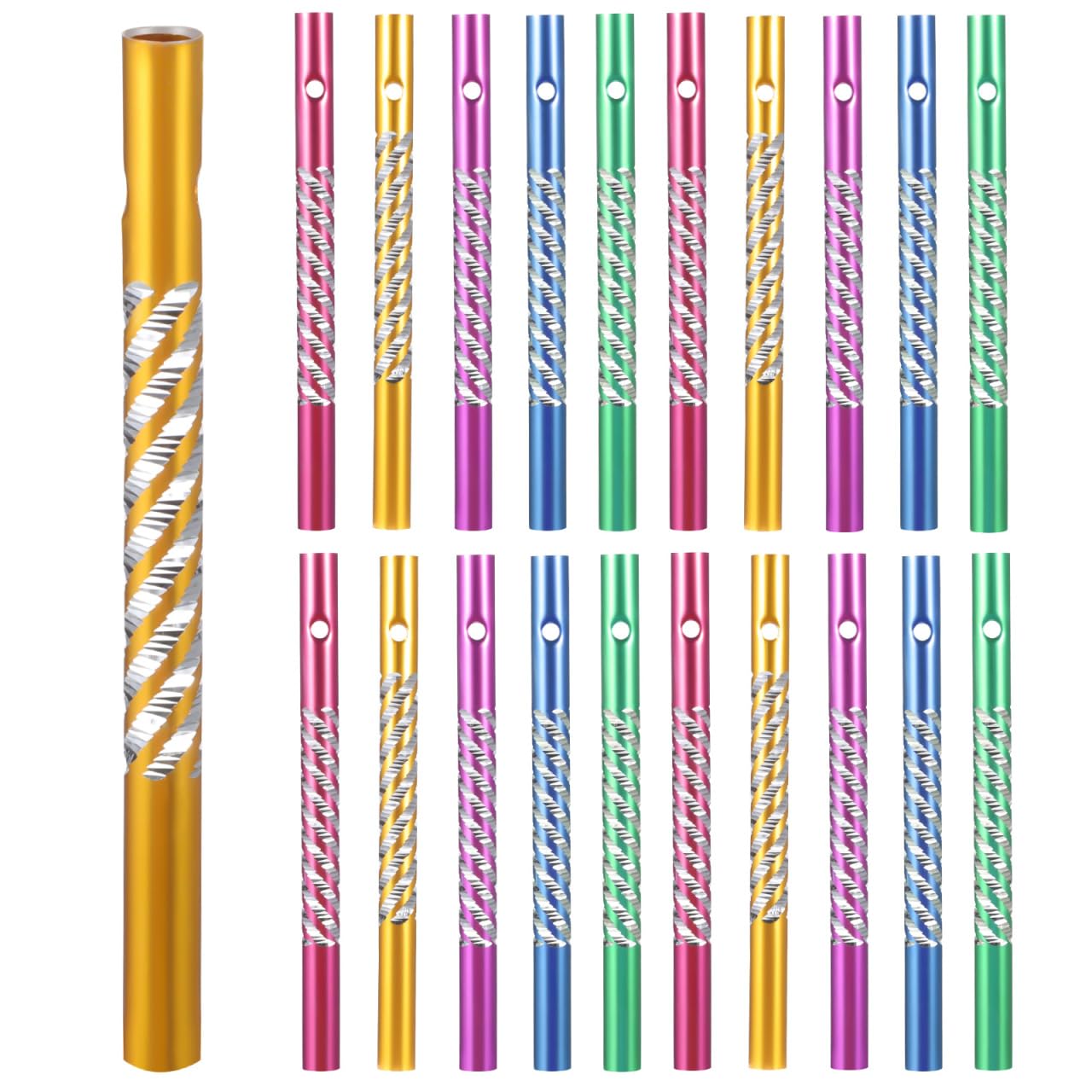 【送料無料】ERINGOGO 風鈴 パイプ 50本セット 8cm アルミ カラフル 音色棒 ウィンドチャイム パーツ 手作り キット 工作 DIY 金属 チューブ 穴あき 夏休み 自由研究 材料 混色