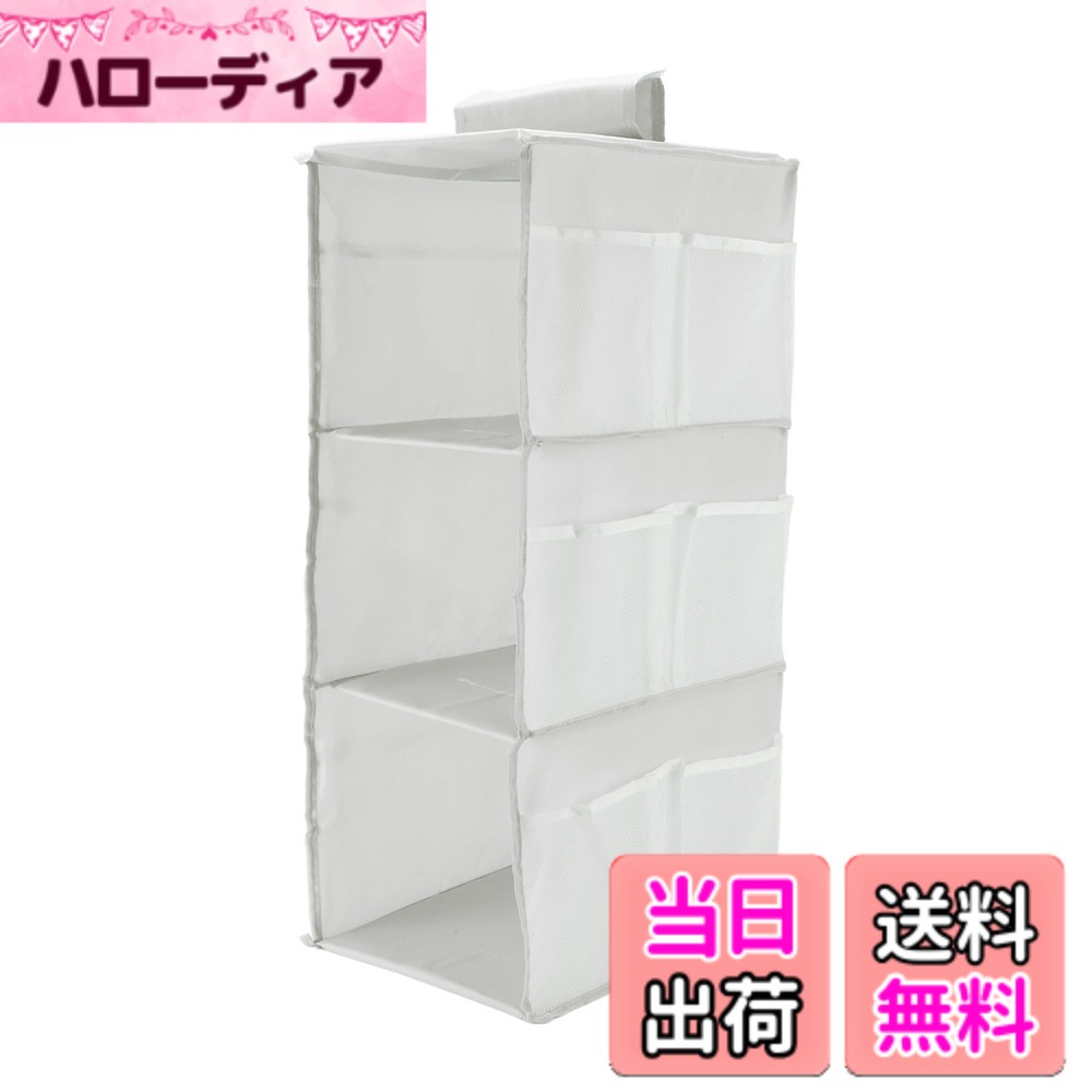 【送料無料】CAPASTEC 収納ラック 吊り下げラック収納袋 3段式 掛ける吊り下げラックハンガー省スペース衣類小物下着タオルハンカチ 靴下 グレー