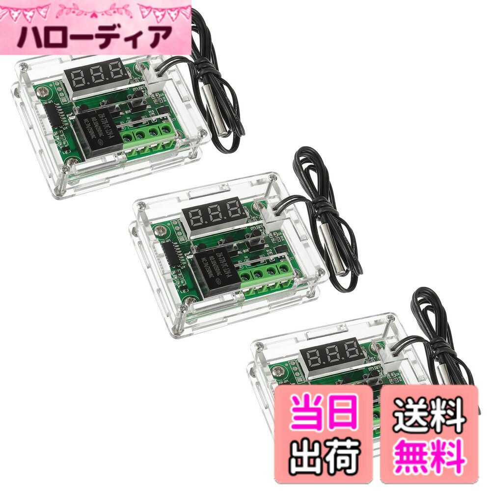 Foot Controller - 【送料無料】TVETE 温度熱センサスイッチ サーモタットモジュール 温度センサー スイッ【3個入り】XH-W1209 DC 12V -50-110° デジタル温度コントローラー 小型温度制御ボード 温度調節スイッチ ケース付き 防水センシングプローブ付き