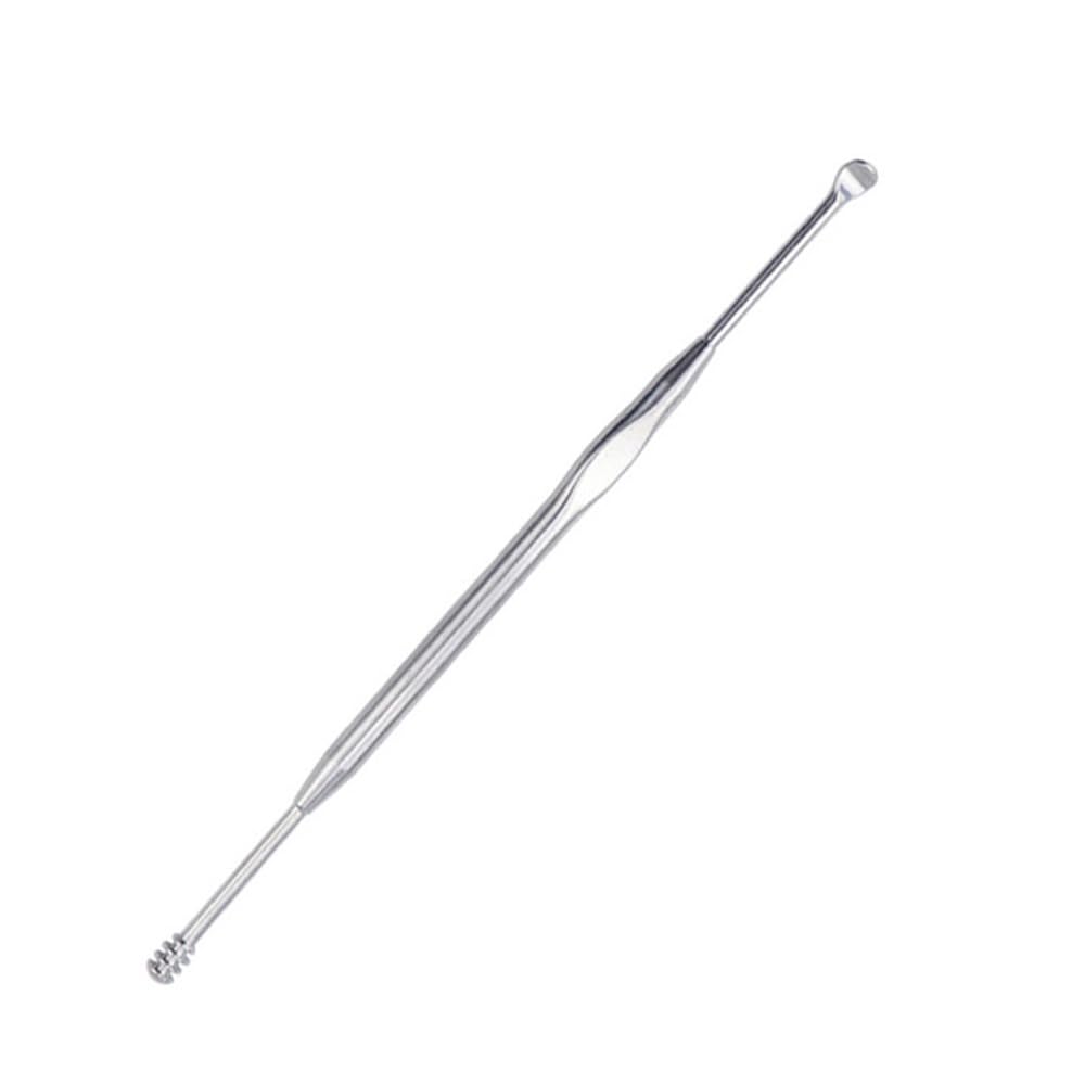 【送料無料】耳かき ステンレス製耳かき 安全な耳すくい掘り 2種類の先端形状 (スパイラル型 スプー ...