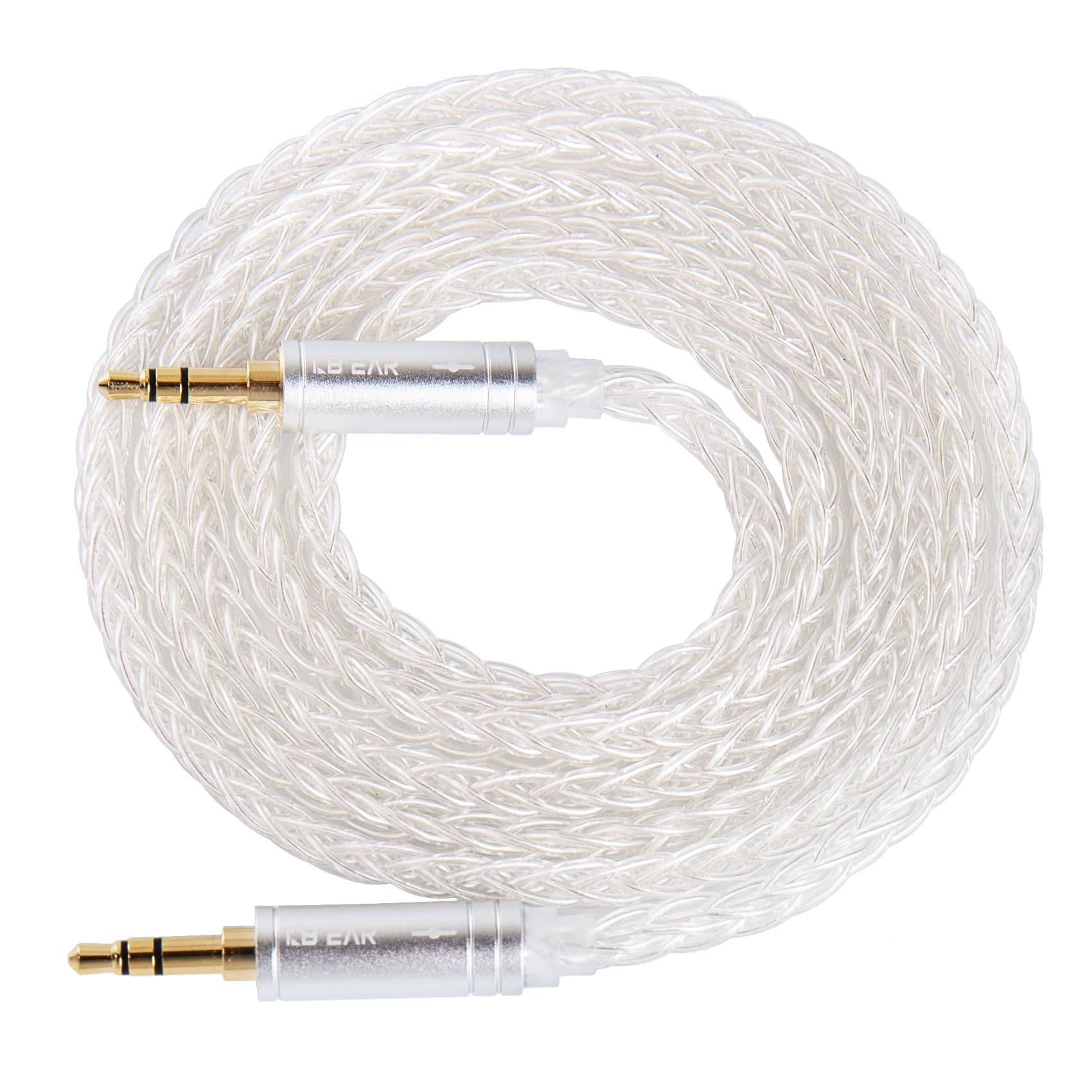 【送料無料】【KBEAR AUX08】Yinyoo オーディオケーブル 3.5mm オスオス 音声ケーブル aux ケーブル 4N高純度無酸素銅に銀メッキ/24K金金メッキプラグ/耐ノイズシールド スマホ/車/Android/iPhone/PC/TV/モニター/イヤホン/PS4/MP3/スピーカーに対応（シルバー・1.2M）