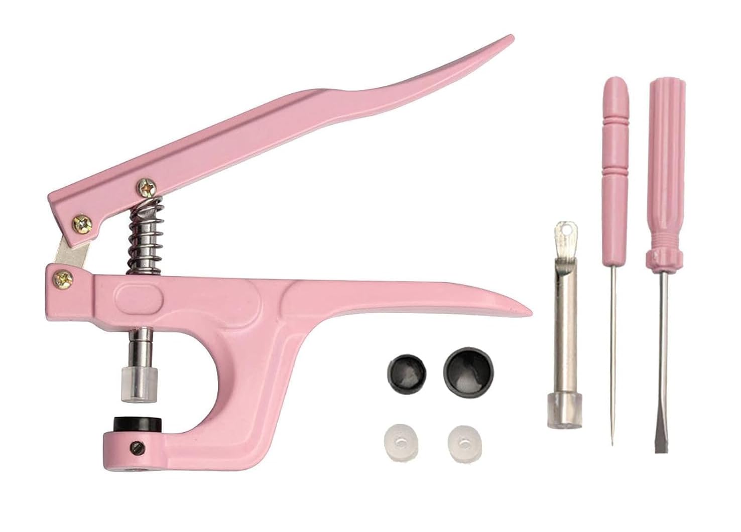 【送料無料】JUTOSU ハンディプレス セット ハンドプレス プラスナップ スタータ スナップペンチ プライヤー ハンドプライヤー 工具セット ピンセット T8 T5 T3に対応 手芸 裁縫用 DIY スナップ ボタン ピンク シルバーグレー (ピンク)