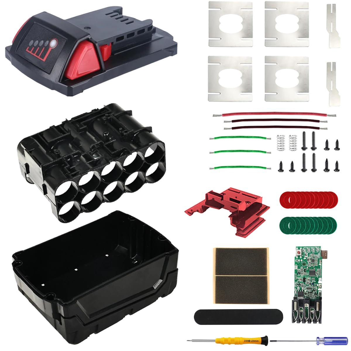 【送料無料】ZHUROUPU プラスチック電池ハウジングの取り替えの修理用キットおよび電池 DIY  ...