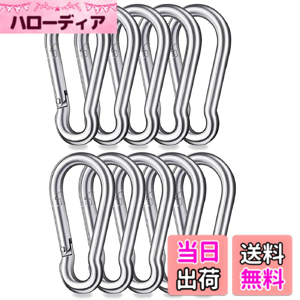 【送料無料】Taeku カラビナ, 304ステンレス スプリングフック 強力キーホルダー 多機能スプリングスナップ 落下防止 転倒防止スナップフック アウトドア トレッキング 釣り 釣具 キーチェーンス 旅行用品 ハンモック バックパック用 (7cm x 10個)