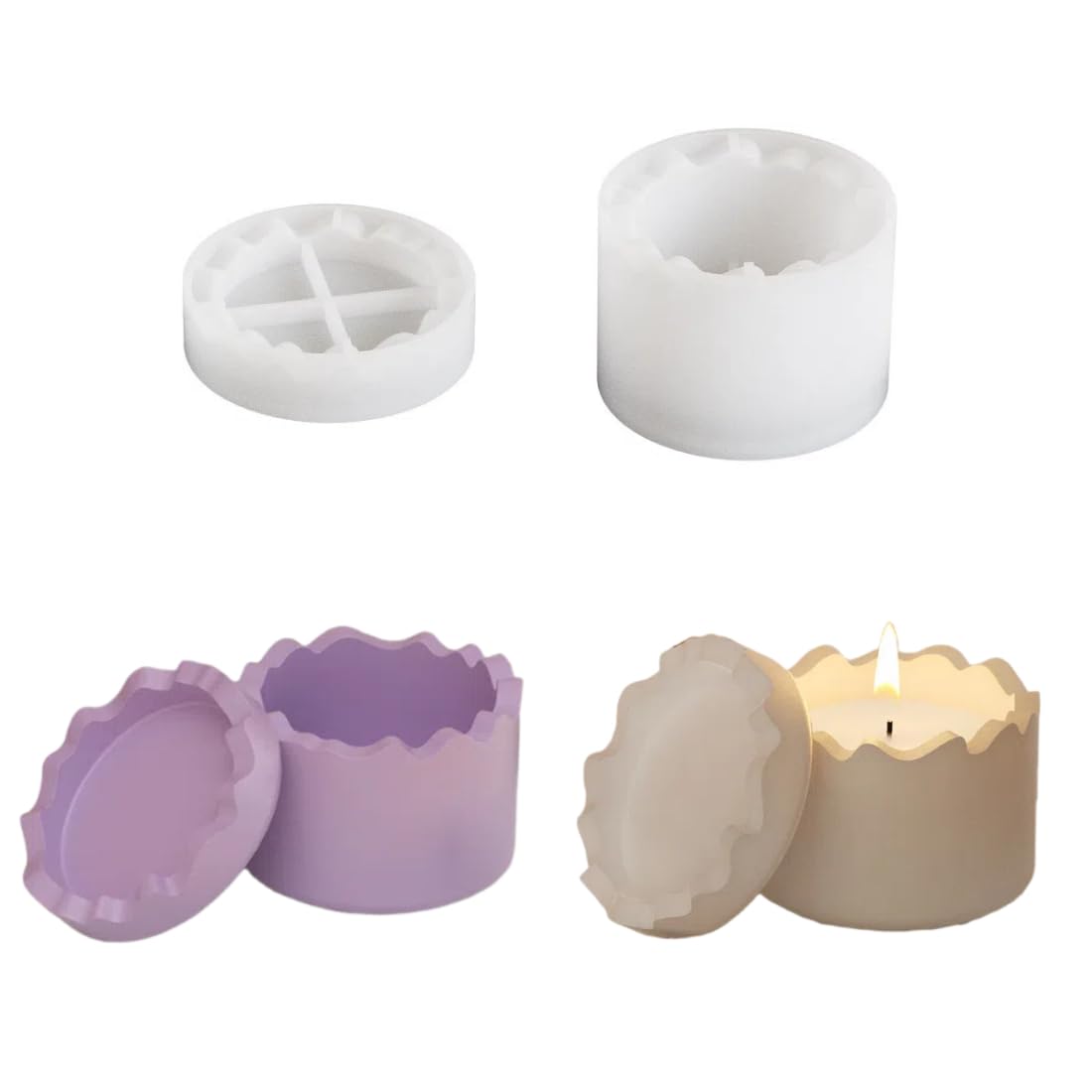 【送料無料】Voyyphixa 蝋燭台 円柱 シリコンモールド 蓋付き キャンドル 蝋燭立て アクセサリー収納 DIY 手作り ミニ 収ケース キャンドル円柱 石鹸 蜜蝋 アロマワックス uvレンジ (円柱)