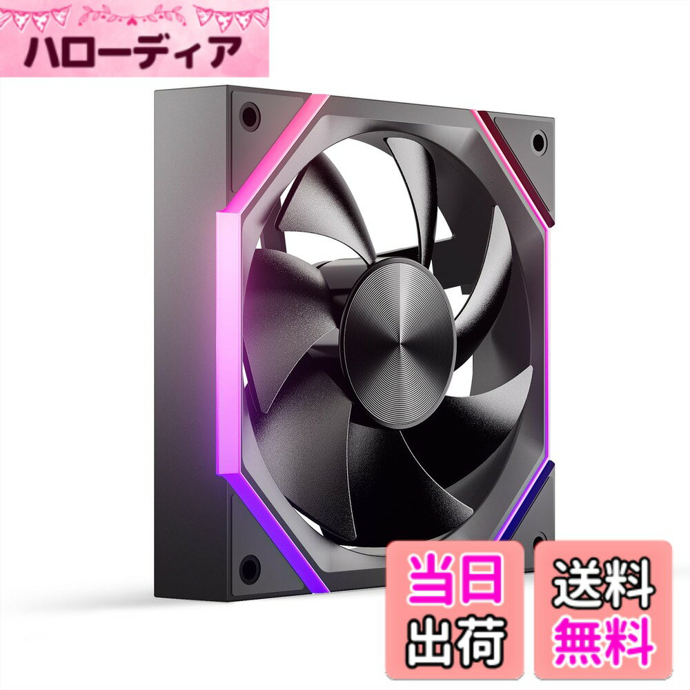 【送料無料】AsiaHorse Nyota ARGB PC ファン 120MM 1本 正向(排気) ケースファン 性能と美学の融合 静音 4Pin PWM 5V 3Pin ARGB 2000RPM/61.5 CFM/高精度 高性能HDBベアリング/作動時間50,000時間/16個のLEDライト。Asus Aura ASRock GIGABYTE MSI RGBとの互換