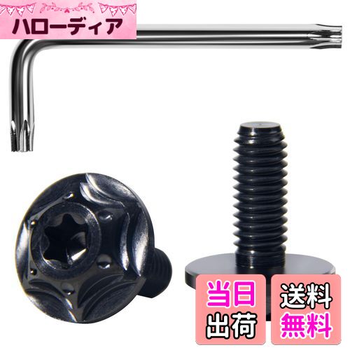【送料無料】Litorange チタン合金製 ナンバープレートボルト 星型六角穴付きボルト ン ナンバーフレーム チタン合金製 防犯 盗難防止ネジ M6 2本セット (黒)