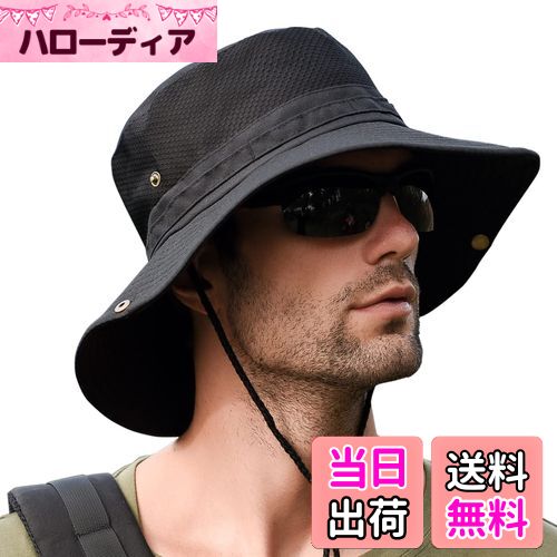 【送料無料】[KELEVO] サファリハット メンズ【メッシュ通気構造 折り畳み UVカット】帽子 日焼け 速乾..