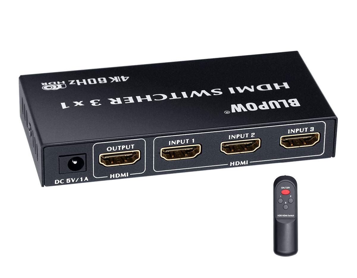 【送料無料】BLUPOW 73-89 HDMI切替器 3入力1出力 4K 60Hz HDR 3D HDMI2.0 HDCP2.2...
