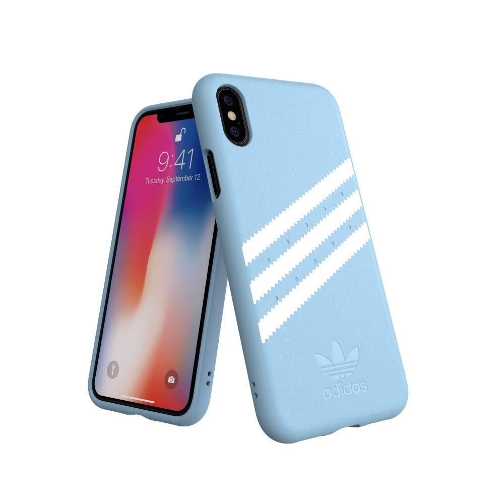 【送料無料】【アディダス公式ライセンスショップ】アディダスオリジナルス iPhone X/XS ケース スエード素材 x 3ストライプ クリアスカイブルー/ホワイト adidas OR Moulded Case TPU Suede FW18 for iPhone X/XS blue 3 stripes