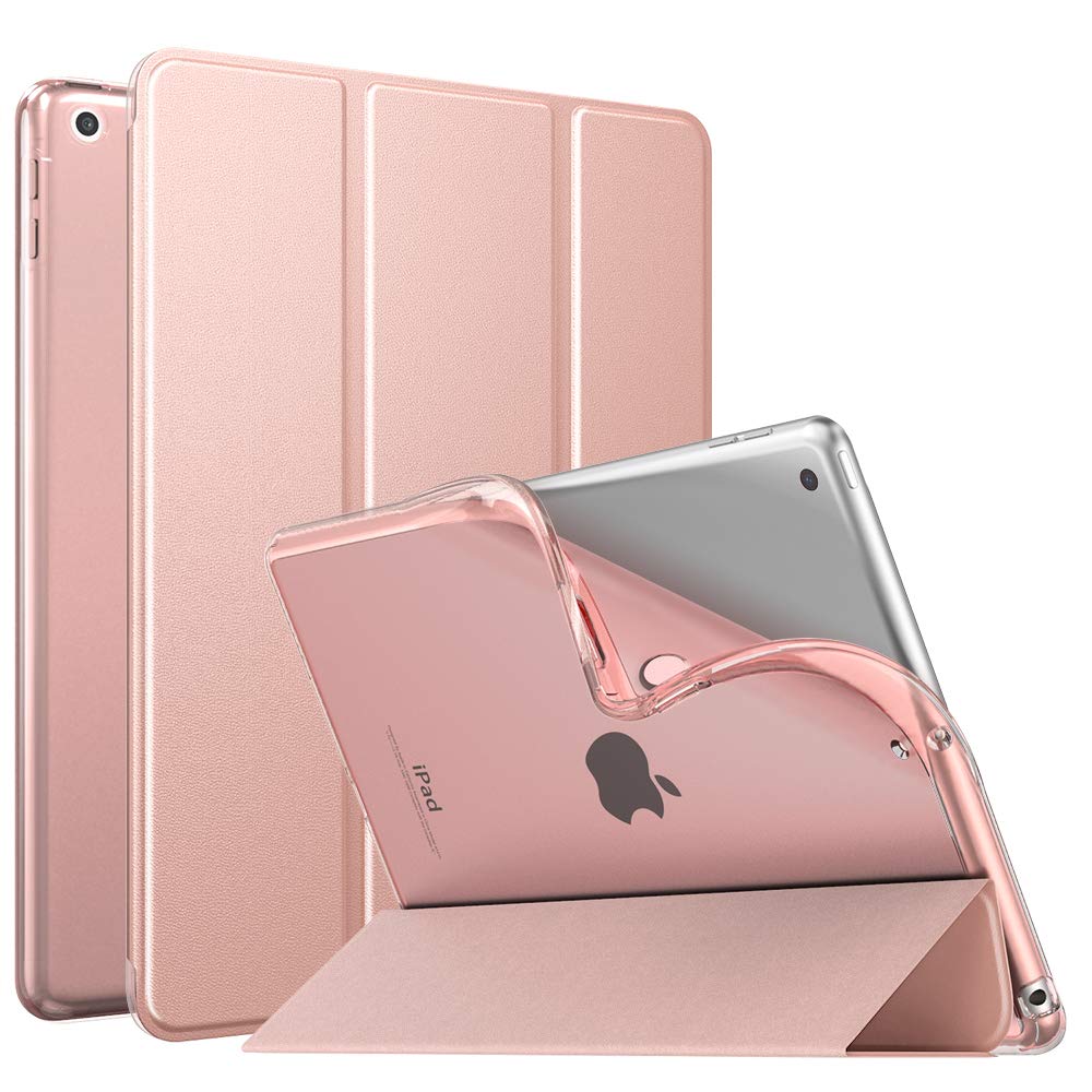 iPad 10.2 ケース 2021 MoKo iPad 9 ケース 第9世代/第8世代/第7世代 Apple iPad 10.2インチ 2021/2020/2019モデル カバー 半透明 軽量 薄型 スタンド仕様 オートスリープ機能 高級PUレザー 底面TPU製 ソフト 耐久性 色：RoseGold、サイズ：Insect Control