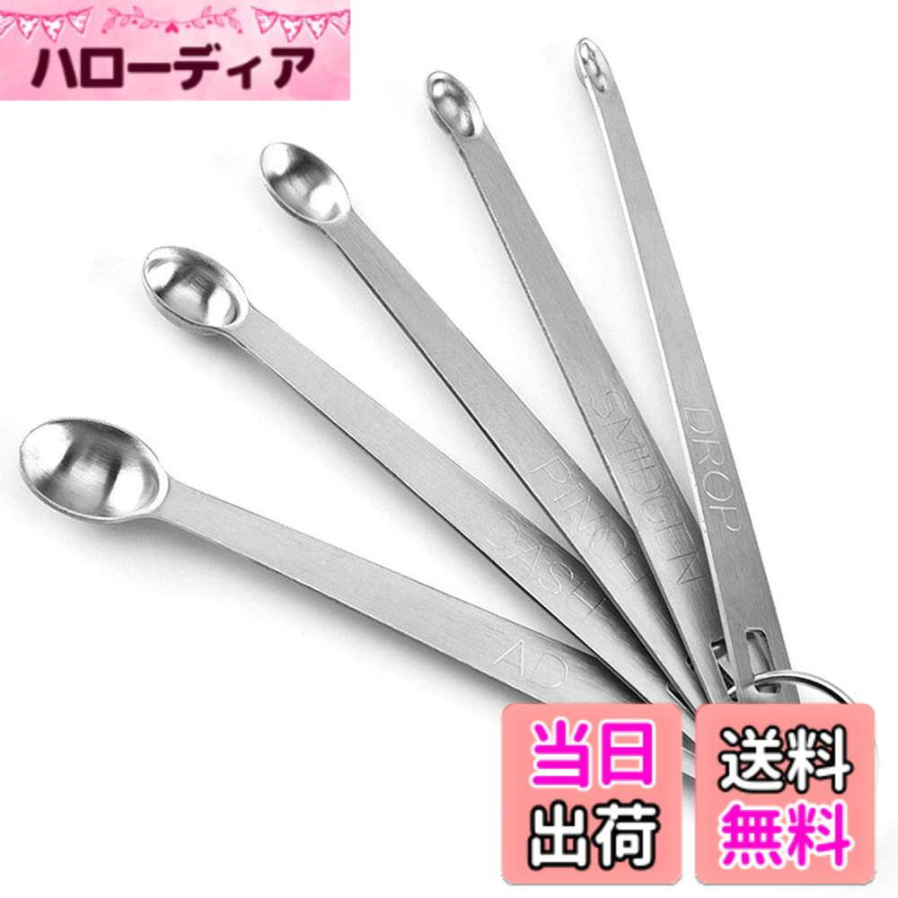 【送料無料】Teensery ステンレススチール計量スプーン ミニスプーン ホームキッチン ベーキングクッキング用 5本 色：シルバー サイズ：小さじ1/4 小さじ1/8 小さじ1/16 小さじ1/32 小さじ1/64