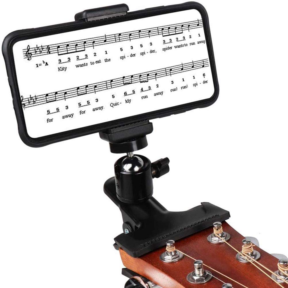[Free Shipping] CLFYOU Smartphone Holder, Guitar Phone Holder, Clip-on, Live Broadcast Bracket Stand, Music Recording, Multi-purpose Smartphone Stand, Easy Attachment/Detachment, 360 Degree Rotation, Freely Adjustable, Lightweight, Musical Instrument Accessory, Color: Black