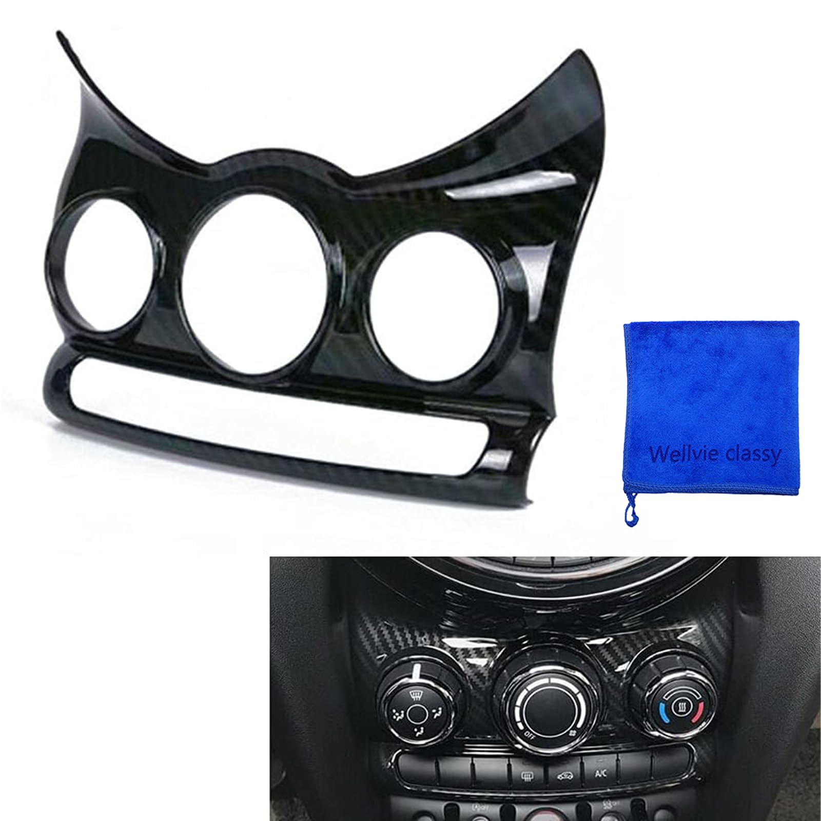 【送料無料】Wellvie MINI エアコン ベント フレーム ABS樹脂 カバー リム 2014~2018 F55 F56 ミニクーパー パーツ アクセサリー カー用品 カーパーツ 車用品 専用パーツ（カーボン調/1点セット）