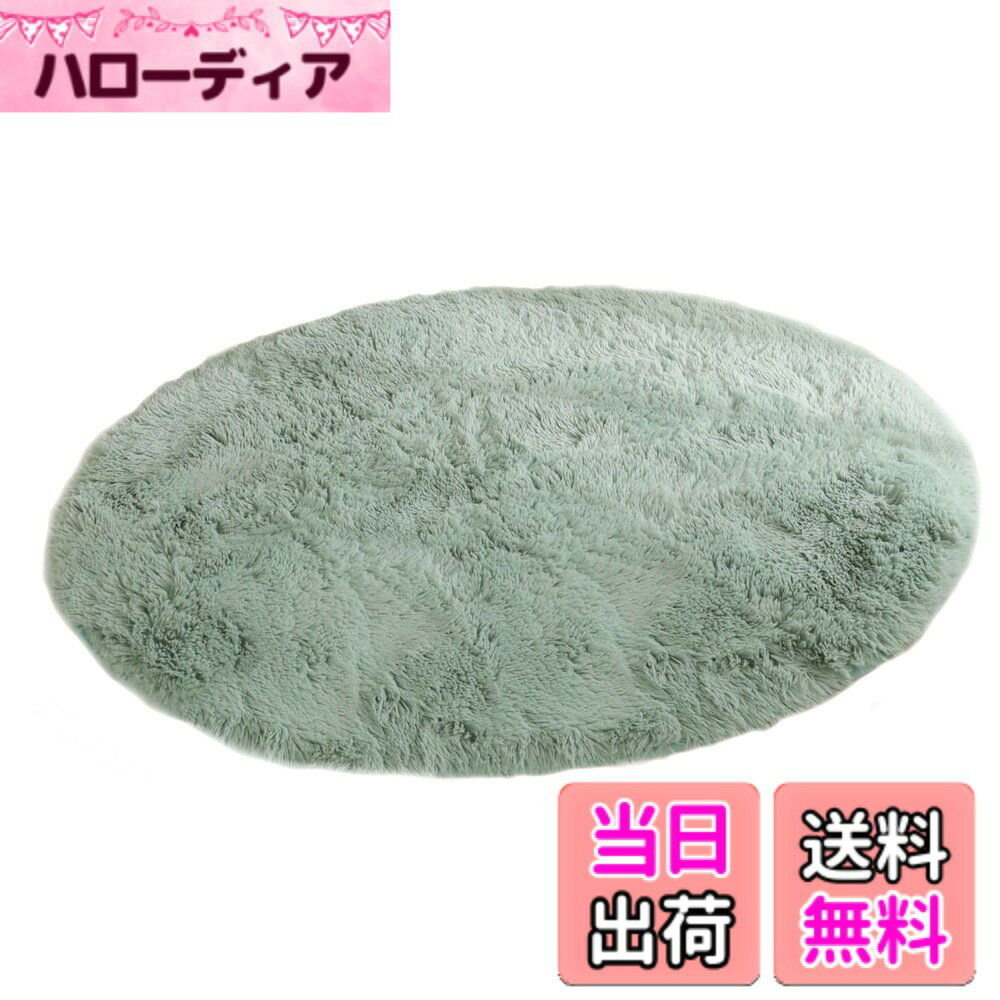【送料無料】ラグ カーペット 【シフォン】楕円形 色：ミントグリーン、サイズ：90 x 130 cm (楕円形)