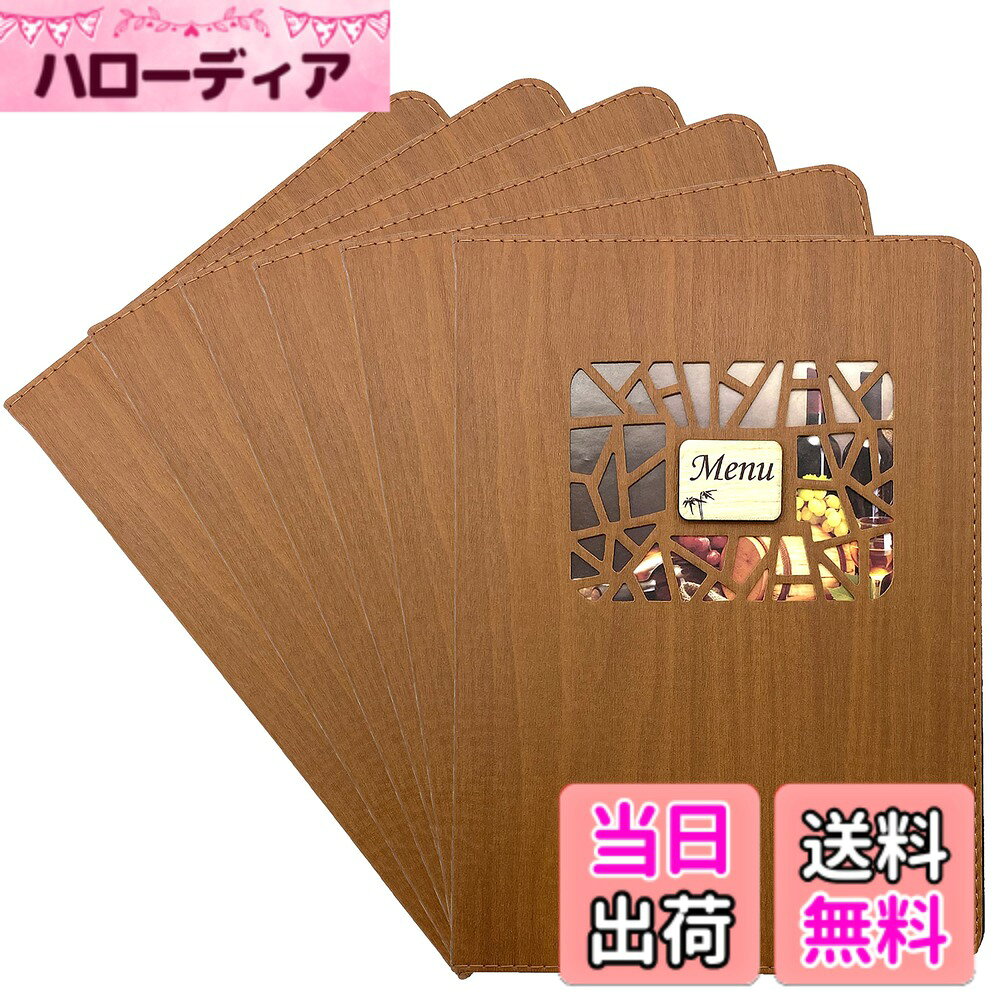 商品情報商品の説明主な仕様 A4メニューブックを更にお求めやすいお値段で6冊セットで販売を開始しました。表紙に網目用の小窓より色鮮やかな食材が見え視覚的に食欲を刺激。(小窓よりメニュー内側が見える仕様ではございません。写真の差し替えもできません。)　表紙の材質はPUレザー。全4色をご用意しました。brA4サイズのメニューがすっぽり入る透明度の高いPE(ポリエチレン)ビニールポケットが8ページ分。カラフルにA4サイズをフルに使えます。縦挿しなので簡単に差し替え可能。営業時間変更・メニュー画像変更・商品価格変更・新しいメニューと差し替えるだけの便利な仕様。例えば、8ページ分のポケット全部にA4サイズの両面印刷されたメニューを使えば表裏合計16ページ分のA4サイズのメニューを閉じる事が出来ます。サイズ(約):縦31cmx横24cm　重量(約):400g　材質:PUレザー・PE(ポリエチレン)ビニール　等　入荷時期・ロットによって多少、仕様・デザインが変わる場合がございます。あらかじめご了承ください。ディスプレイ等の環境により、画像と色合い等が異なる場合多少あるかと思います。ご了承ください。※表紙より見える写真の差し替えはできない仕様です。予めご承知おきください。