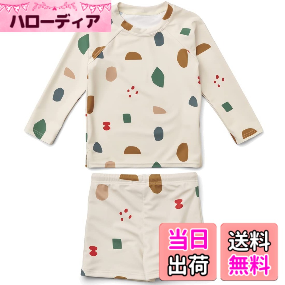 商品情報商品の説明説明 保育園で使われる水着セット 長袖のラッシュガード、スイムパンツ、スイムキャップがセットになった男の子用水着です。 サイズ：80/90/100/110/120/130 速乾性と伸縮性に優れた生地を使用。 紫外線防止指数UPF50+、UVカット加工付き！ 夏場のプール・海水浴など、陽射しの強い屋外での水遊びにおすすめ。主な仕様 【着回し自在のキッズ水着】長袖ラッシュガード・スイムパンツ・キャップの3点セット。セットアップなので日焼け対策しながらもおしゃれです。長袖のラッシュガードと帽子でUVケアもバッチリ！シンプルなデザインだから、学校に入った子どもにもおすすめです。【着心地の良い素材】従来の素材より高い速乾性を実現、耐磨耗性・耐久性に加え毛玉になりにくい特徴があるリサイクルポリエステルを使用、ポリウレタンを配合することで高い伸長性を実現します。水場でたくさん動き回りたい元気なお子さんにおすすめ。【日焼け・肌荒れ対策に】UPF50+日焼け防止もばっちり。海やプールでの擦り傷やクラゲなどから肌を守ります。紫外線からしっかり肌を守ってくれるラッシュガードとセットの 水着なので、外遊びが大好きな男の子も安心です。【様々なシーンで活躍】落ち着いた色合いとおしゃれのデザインがお洋服のような感覚で着れます。プールや海遊びもちろん、水泳練習、スクール授業、温泉、旅行、リゾートなども活躍できます。【商品仕樣】セット内容：ラッシュガード・スイムパンツ・キャップ 素材：ポリエステル、ポリウレタン サイズ：80/90/100/110/120/130 ※濡れた状態の時は別々で持ち運びをお願い致します。※お洗濯は、真水で手押し洗いをお勧めします。※ドライヤーや乾燥機のご使用はお避け下さい。※濡れたままビニール袋に密封し長時間放置しますと、色移りをする可能性がございます。