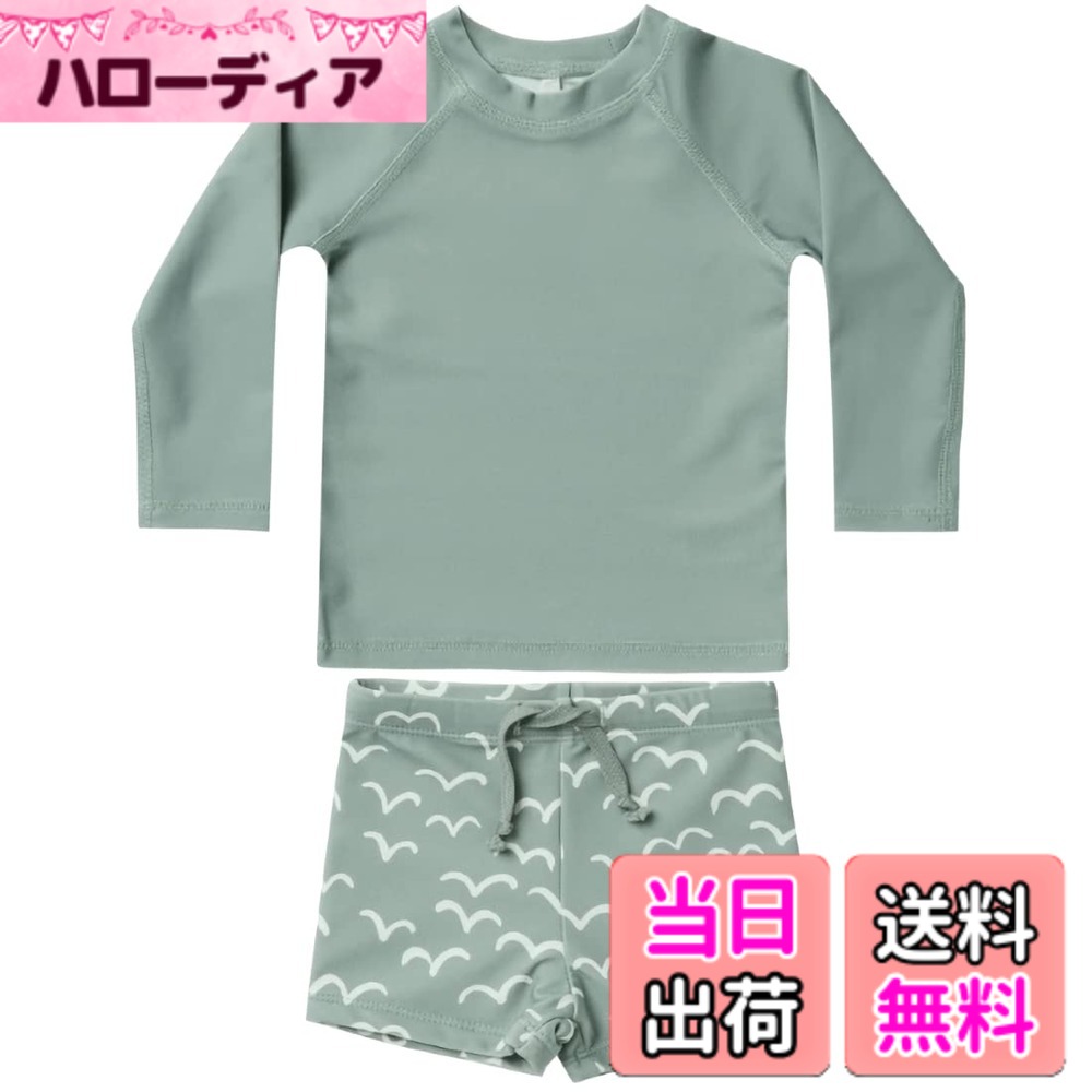 商品情報商品の説明説明 保育園で使われる水着セット 長袖のラッシュガード、スイムパンツ、スイムキャップがセットになった男の子用水着です。 サイズ：80/90/100/110/120/130 速乾性と伸縮性に優れた生地を使用。 紫外線防止指数UPF50+、UVカット加工付き！ 夏場のプール・海水浴など、陽射しの強い屋外での水遊びにおすすめ。主な仕様 【着回し自在のキッズ水着】長袖ラッシュガード・スイムパンツ・キャップの3点セット。セットアップなので日焼け対策しながらもおしゃれです。長袖のラッシュガードと帽子でUVケアもバッチリ！シンプルなデザインだから、学校に入った子どもにもおすすめです。【着心地の良い素材】従来の素材より高い速乾性を実現、耐磨耗性・耐久性に加え毛玉になりにくい特徴があるリサイクルポリエステルを使用、ポリウレタンを配合することで高い伸長性を実現します。水場でたくさん動き回りたい元気なお子さんにおすすめ。【日焼け・肌荒れ対策に】UPF50+日焼け防止もばっちり。海やプールでの擦り傷やクラゲなどから肌を守ります。紫外線からしっかり肌を守ってくれるラッシュガードとセットの 水着なので、外遊びが大好きな男の子も安心です。【様々なシーンで活躍】落ち着いた色合いとおしゃれのデザインがお洋服のような感覚で着れます。プールや海遊びもちろん、水泳練習、スクール授業、温泉、旅行、リゾートなども活躍できます。【商品仕樣】セット内容：ラッシュガード・スイムパンツ・キャップ 素材：ポリエステル、ポリウレタン サイズ：80/90/100/110/120/130 ※濡れた状態の時は別々で持ち運びをお願い致します。※お洗濯は、真水で手押し洗いをお勧めします。※ドライヤーや乾燥機のご使用はお避け下さい。※濡れたままビニール袋に密封し長時間放置しますと、色移りをする可能性がございます