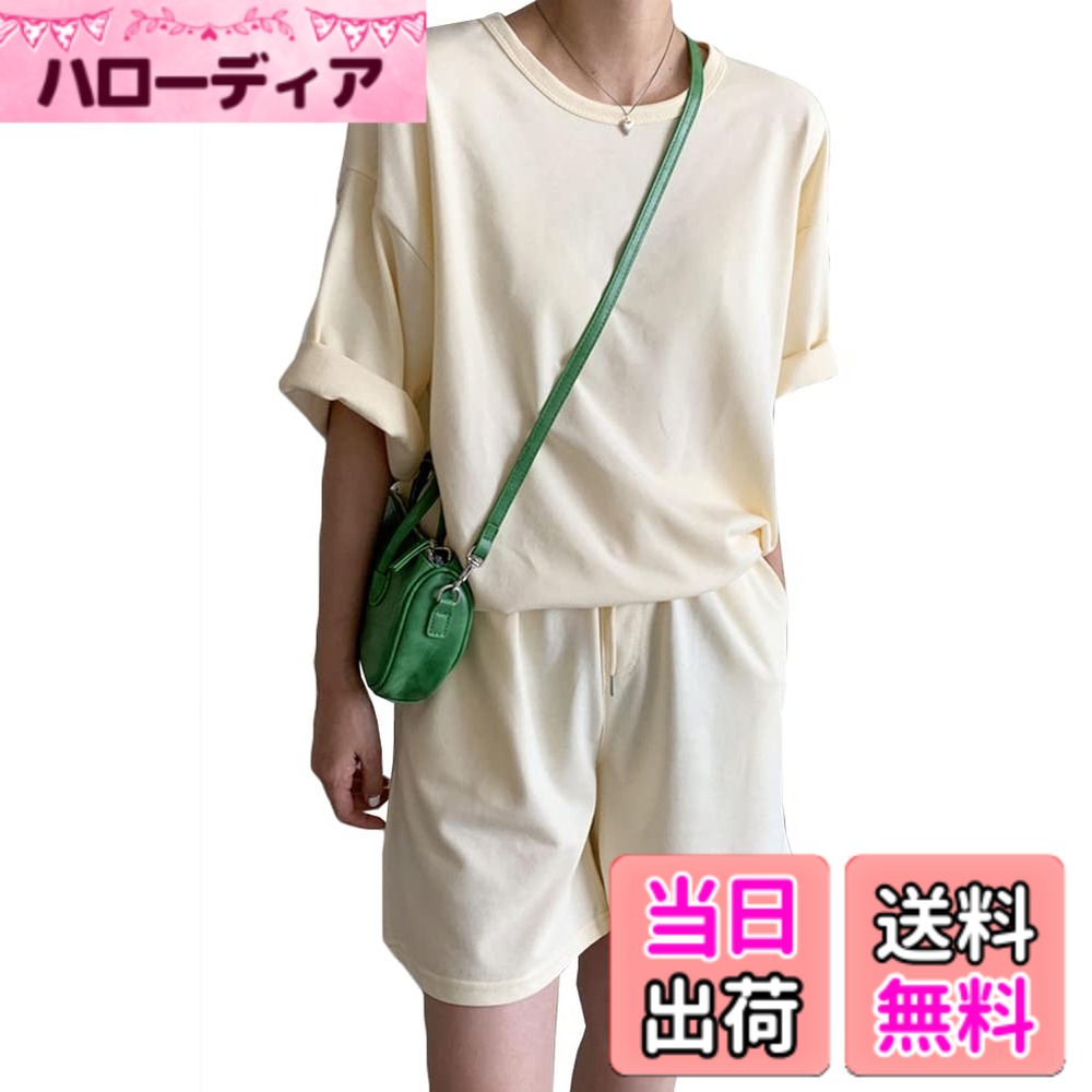 商品情報商品の説明主な仕様 【SNSでも話題ルームウェア】お洒落さんに大人気夏使えて、可愛いくて快適なルームウェア♪一枚は持っていたい大人可愛い優れものアイテムです。【嬉しいセットアップ】装いがまとまる半袖Tシャツ・ショートです。オーバーサイズのトップスが着るだけでこなれ感をアップしてくれます。ショーツは太ももにスキマができるようにワイドシルエットで仕上げました！【優しい肌触りの綿混素材】肌触りのやわらかなライトなスウェット素材でとっても快適な着心地です。通気性が良くて汗もよく吸収してくれます。【きれカジで過ごす大人の休日】夏を涼しくスタイリッシュに♪嬉しい半袖・ショーパンセットアップ♪綿混のサラっとした肌触りと、シンプルで抜け感のあるルームウェア。リゾートやお部屋でリラックスしたいときに最適なスタイルです♪【それぞれ単品使いもしたくなるアイテム】セットではもちろん、上下別々でも使いやすく、コーディネートの幅が広がる嬉しいアイテムです。