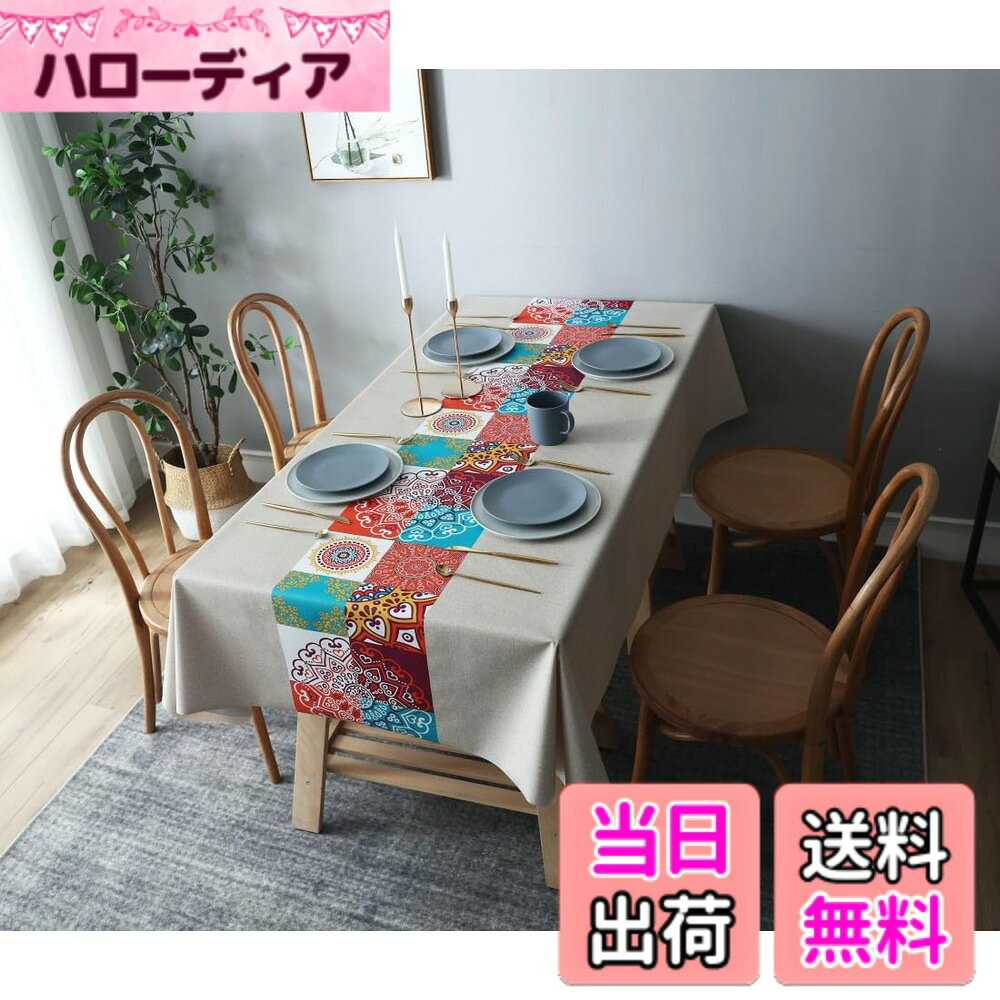【送料無料】KOUMAKI テーブルクロス ビニール テーブルカバー PVC製 長机用 撥水 おしゃれ 北欧 防水 防油 汚れ防止 耐久 耐熱 ずれにくい お手入れ簡単 長方形 家庭用 色：アジアン、サイズ：140 cm x 180 cm (長方形)