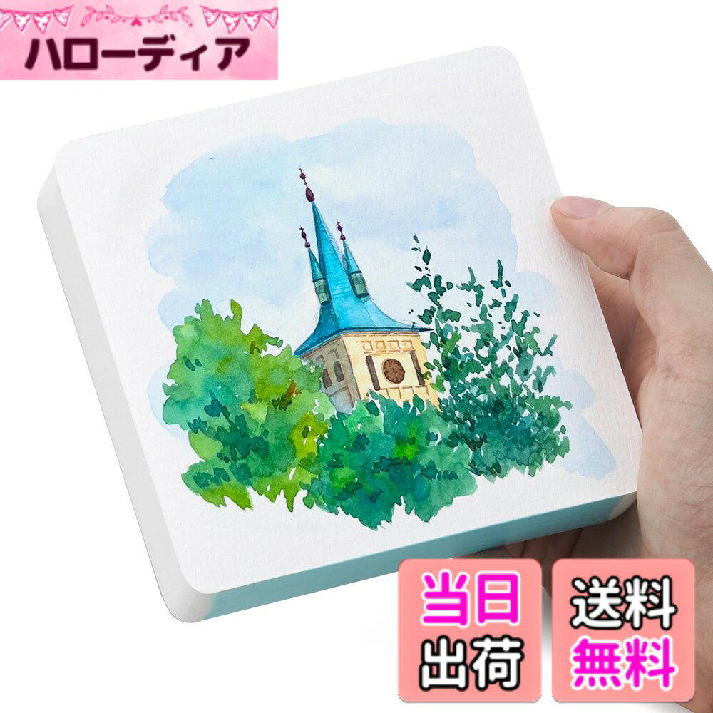 Lightwish 60枚 ミニ水彩スケッチブック コールドプレス 300gsm/140ポンド トラベルサイズ ポータブル 引き裂ける正方形ペインティングノート 正方形 水彩スケッチブック アートペーパー スケッチブック 色：ホワイト、サイズ：4.7*4.7in