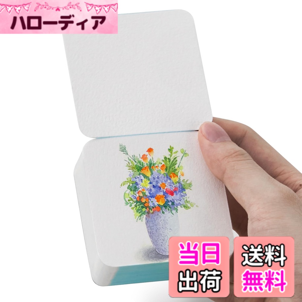 Lightwish 60枚 ミニ水彩スケッチブック コールドプレス 300gsm/140ポンド トラベルサイズ ポータブル 引き裂ける正方形ペインティングノート 正方形 水彩スケッチブック アートペーパー スケッチブック 色：ホワイト、サイズ：2.6*2.6in