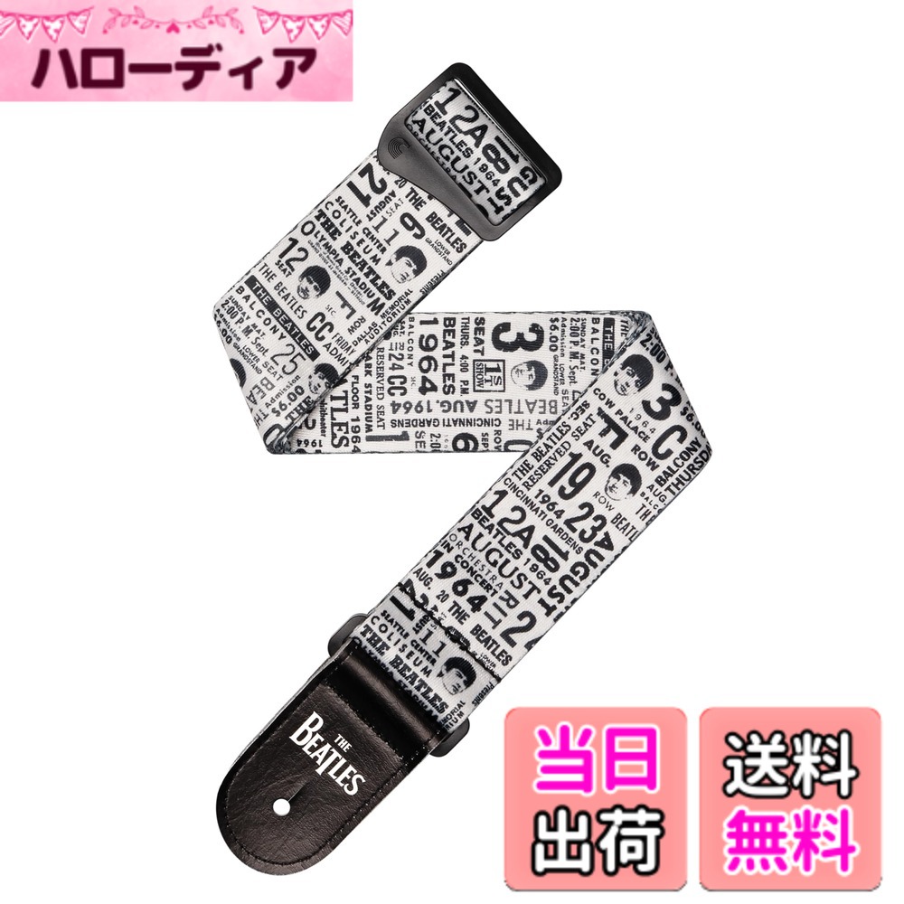 【送料無料】D'Addario ダダリオ ギターストラップ The Beatles US Tour 1964 Collection Ticket Stubs Black and White 50BTL13 【国内正規品】 色：ブラック///ホワイト、サイズ：長さ：35