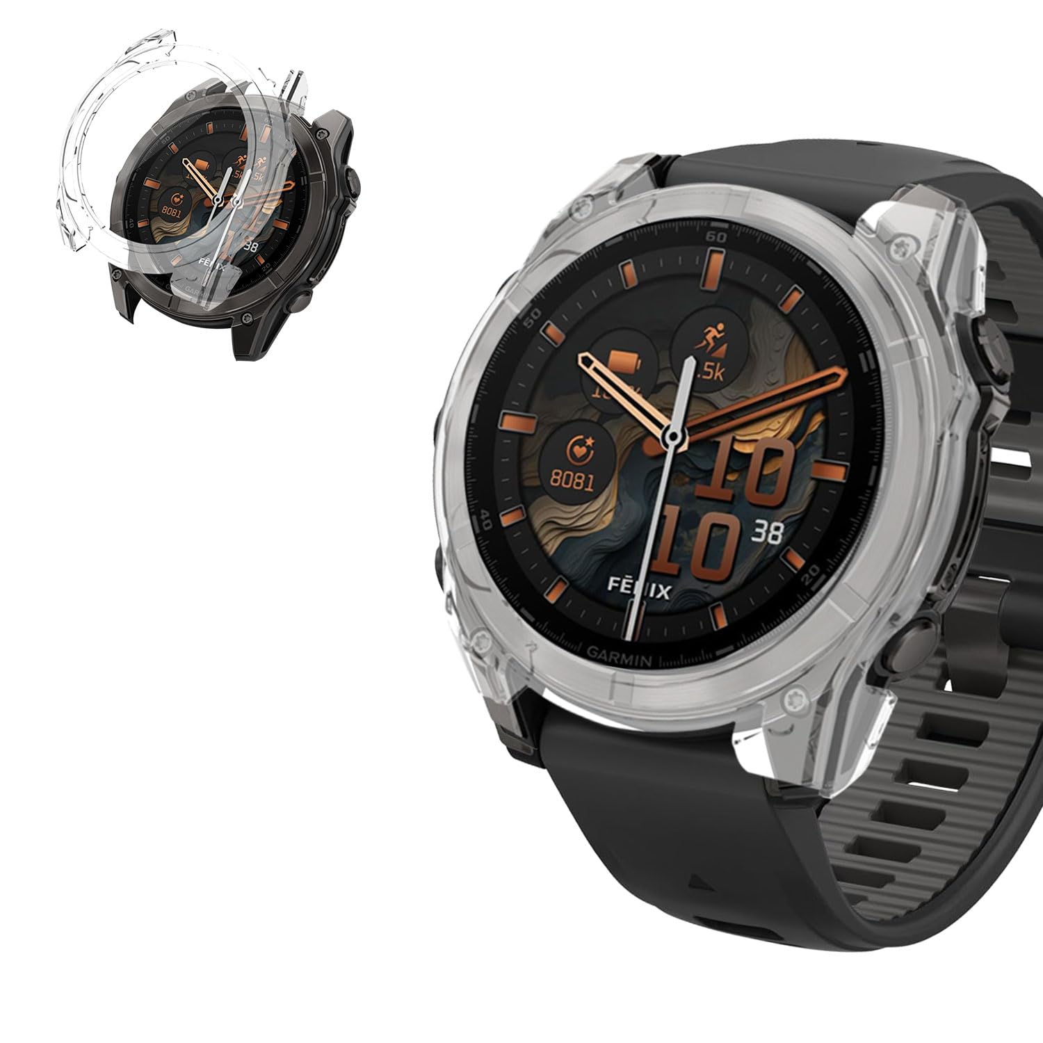 [Free Shipping] KONXISA Smartwatch Case Cover for Garmin Fenix ​​8 Sapphire AMOLED 51mm - Integrated PC Case + Tempered Glass Screen Protector - Easy Installation & Removal, High Transparency, Scratch Resistant, Shock Absorption, Charging Possible, Full Protection (Clear) - Color: Clear