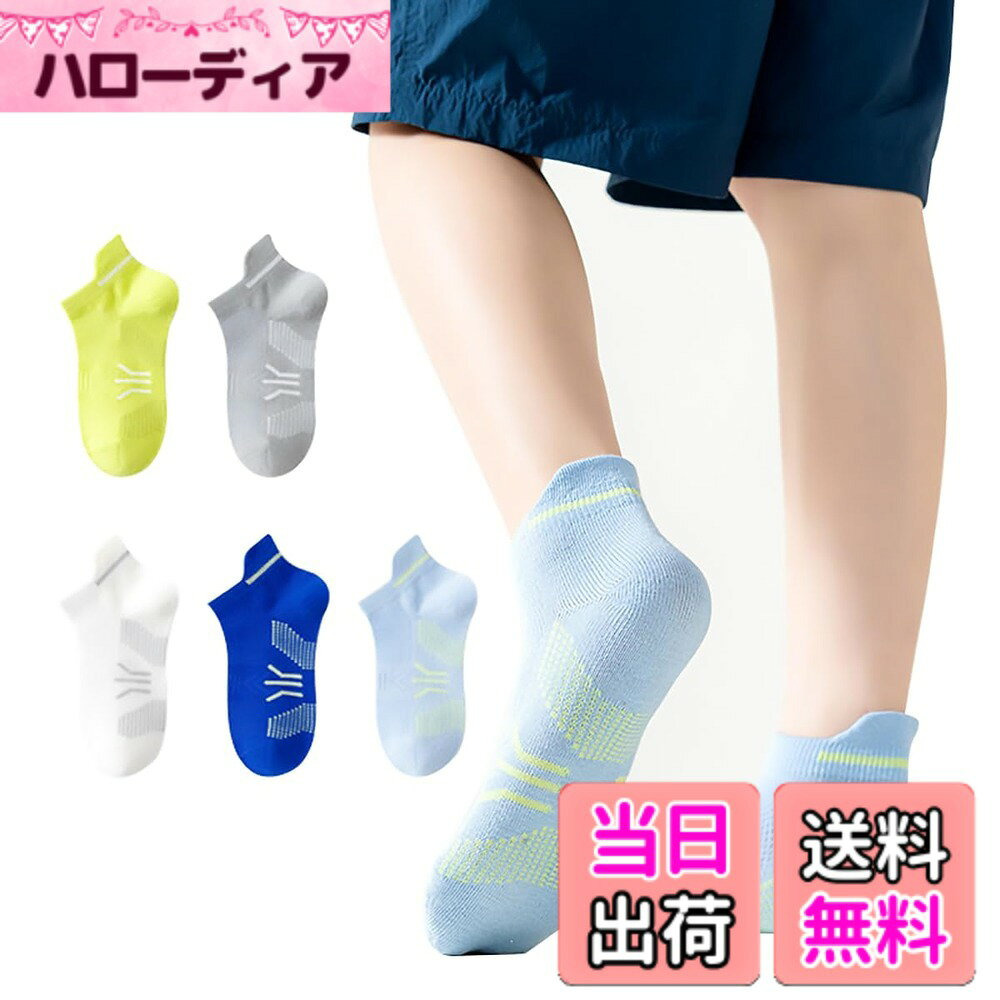【送料無料】[QINTIAN] キッズ靴下 子供 綿 ソックス 5足セット 男の子 女の子 スポーツソックス スクール ソックス 可愛い くつした おしゃれ 春夏 メッシュ 通気 抗菌 防臭 通学 色：B03、サイズ：2XL