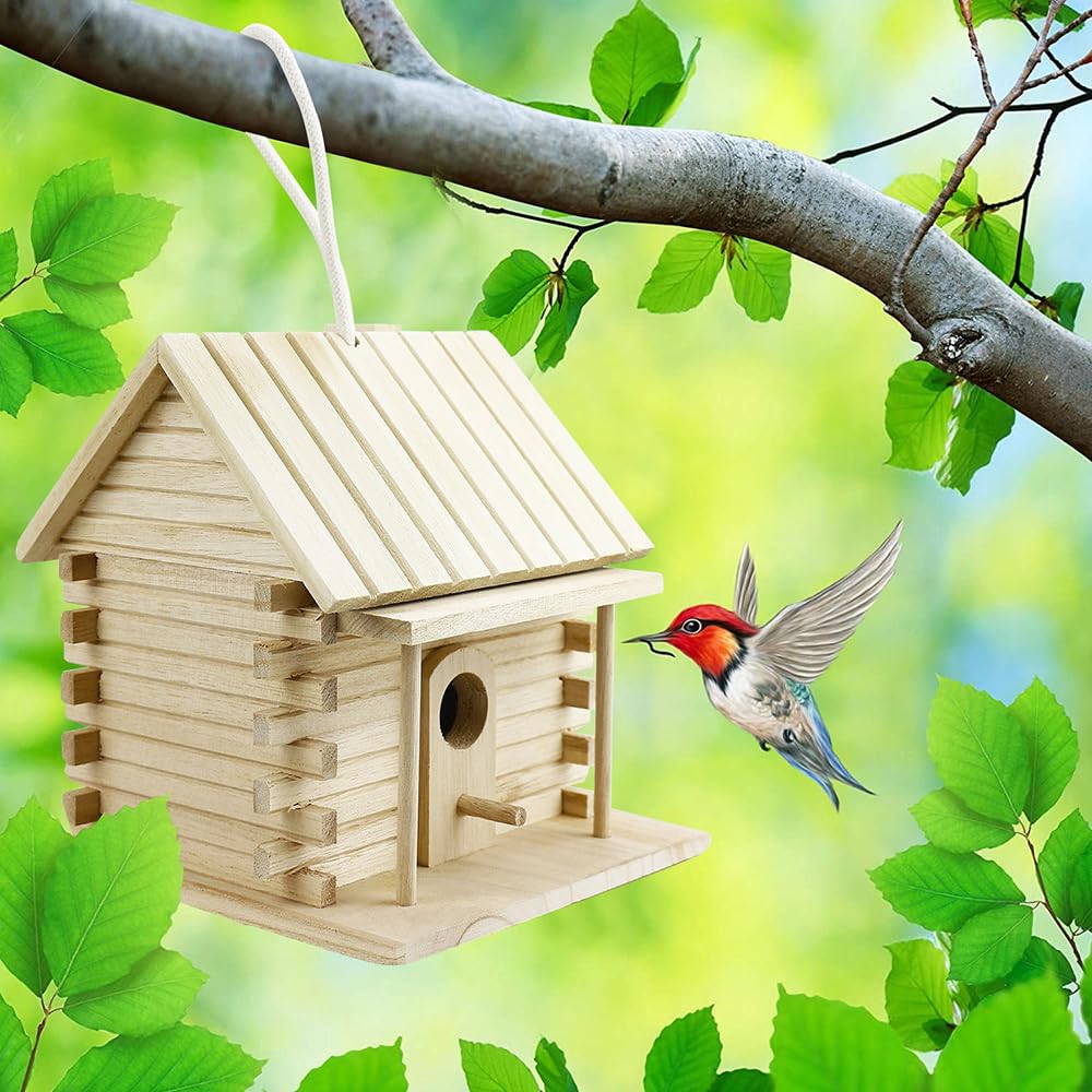 鸟贝 - 【送料無料】YBGGJO 野鳥用巣箱 天然木材 鳥の巣箱 野鳥の餌台 完成品 繁殖ボックス バードテント インコ 鳥小屋 親子体験 庭の装飾 色：茶色