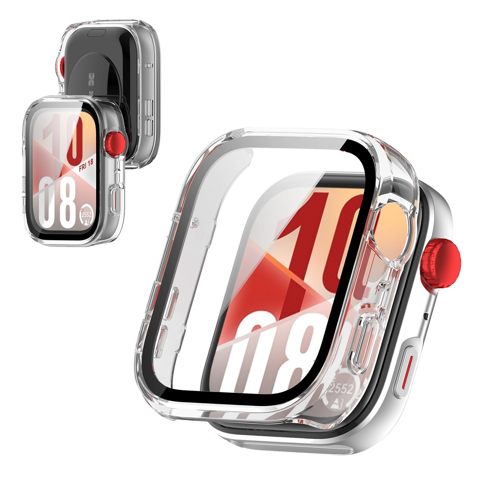 [Free Shipping] COROS Smartwatch Case Cover [KONXISA] Smartwatch Case + Film Integrated (PC Case + Tempered Glass Film) Easy to Attach and Remove, High Transparency, Scratch Resistant, Shock Absorption, Charging Possible While Installed, Full Protection. Color: Clear, Size: Fits HUAWEI WATCH FIT 4 Pro Case