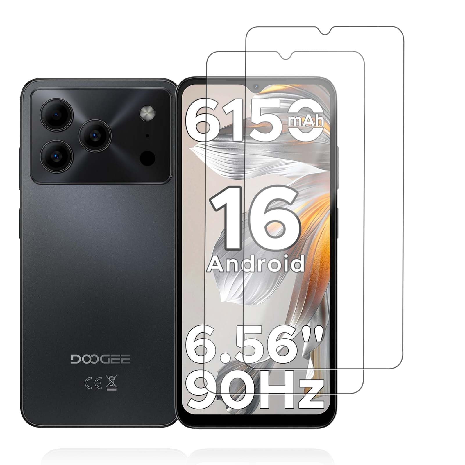 【送料無料】【2枚セット】For DOOGEE Note56 / Note56 Plus / Note56 Pro / Note56X / Note56X Pro用 フィルム ガラスフィルム KONXISA 6.56インチ スマートフォンのスクリーンプロテクター 日本旭硝子素材 99％ 高透過率 9H硬度 耐衝撃 指紋防止 撥水 撥油 色：クリア
