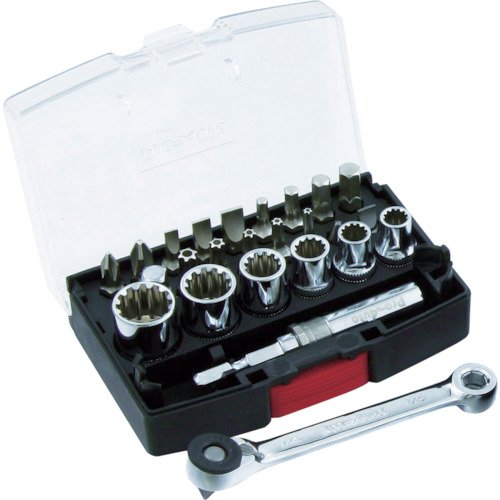 スエカゲツール ミニリバース&スプラインソケットセット Pro-Auto MRG-1425S サイズ：1/4ドラーバービット(全長25mm)+1、+2、-4、-5.5、-6.5、六角3、4、5、6、ヘックスローブT10、15、20、25、30