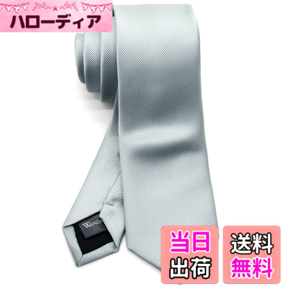 【送料無料】[WANDM] (ウァンダム) ナロータイ 細 ネクタイ 6cm 幅 洗濯 可能 無地 ソリッド 色：グログラン/シルバーグレー、サイズ：大剣先幅6cmx全長約146cm (ナロータイ)