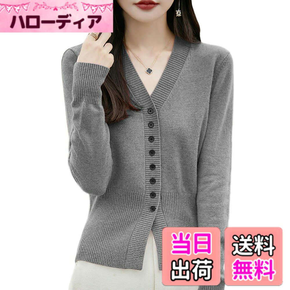 【送料無料】[EASTEMPO] カーディガン レディース 春 オフィス ゆったり ニット 無地 カジュアル ビジネス おしゃれ 大きいサイズ 色：グレー、サイズ：XL
