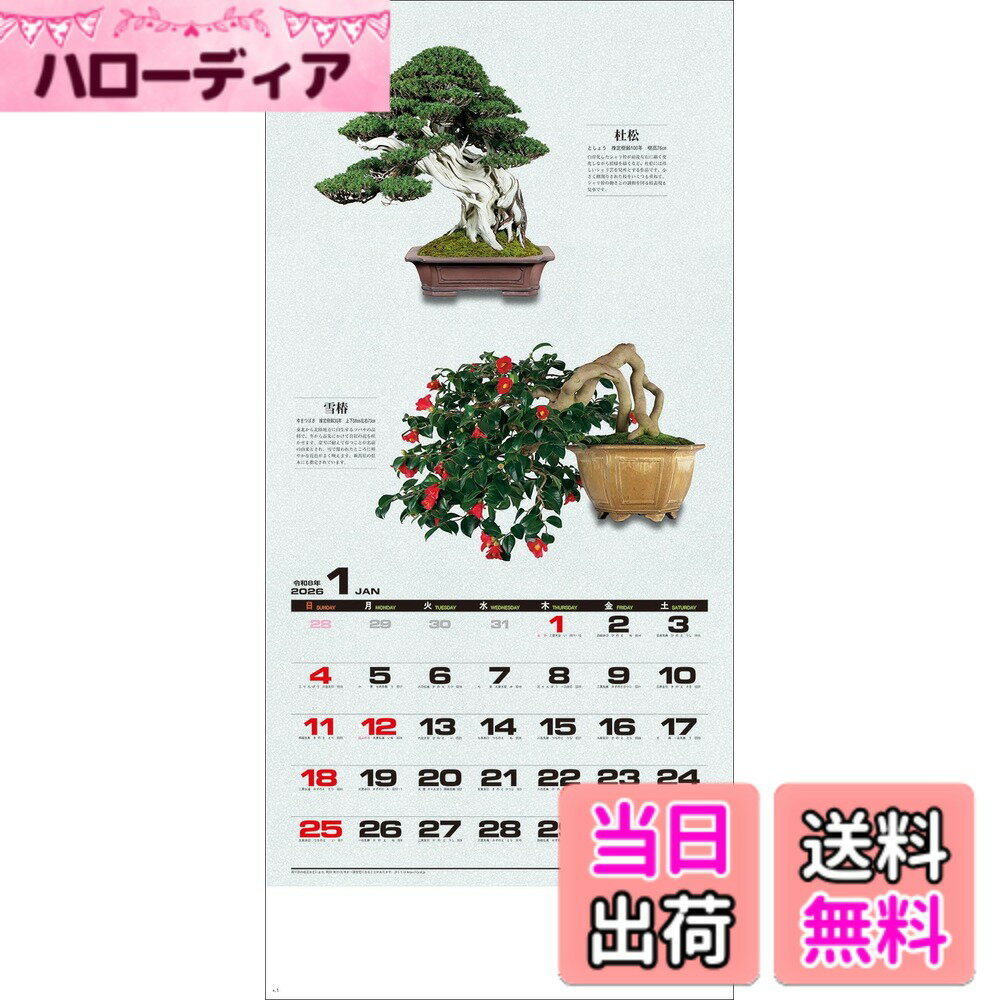 【送料無料】2026年1月始まり 壁掛カレンダー SG350 自然愛 〈盆栽〉 2026年 色：なし