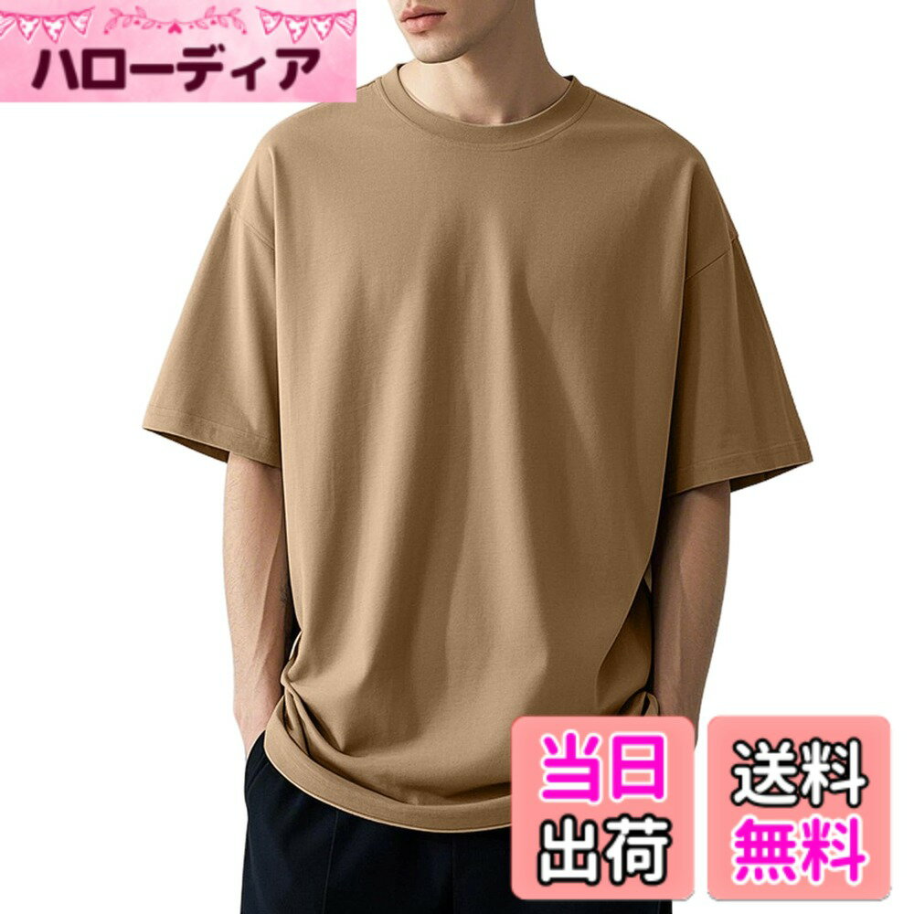 Other - 【送料無料】Hisitosa Tシャツ メンズ 半袖 綿100% 肉厚生地 おしゃれ 大きいサイズ 抗菌防臭加工 ビッグシルエット Tシャツカットソー 春 夏 秋 服 クセになる肌触り 色：コーヒー、サイズ：L