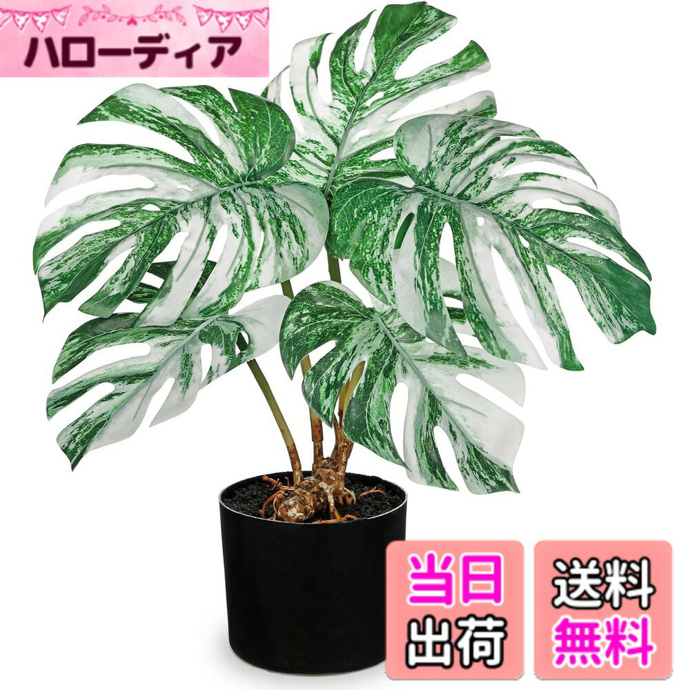【送料無料】Villa Como フェイクグリーン インテリアグリーン 人工 観葉植物 フェイク モンステラ 室内 大型 簡単保 水やり不要 害虫駆除不要 おしゃれ ギフト 色：白い