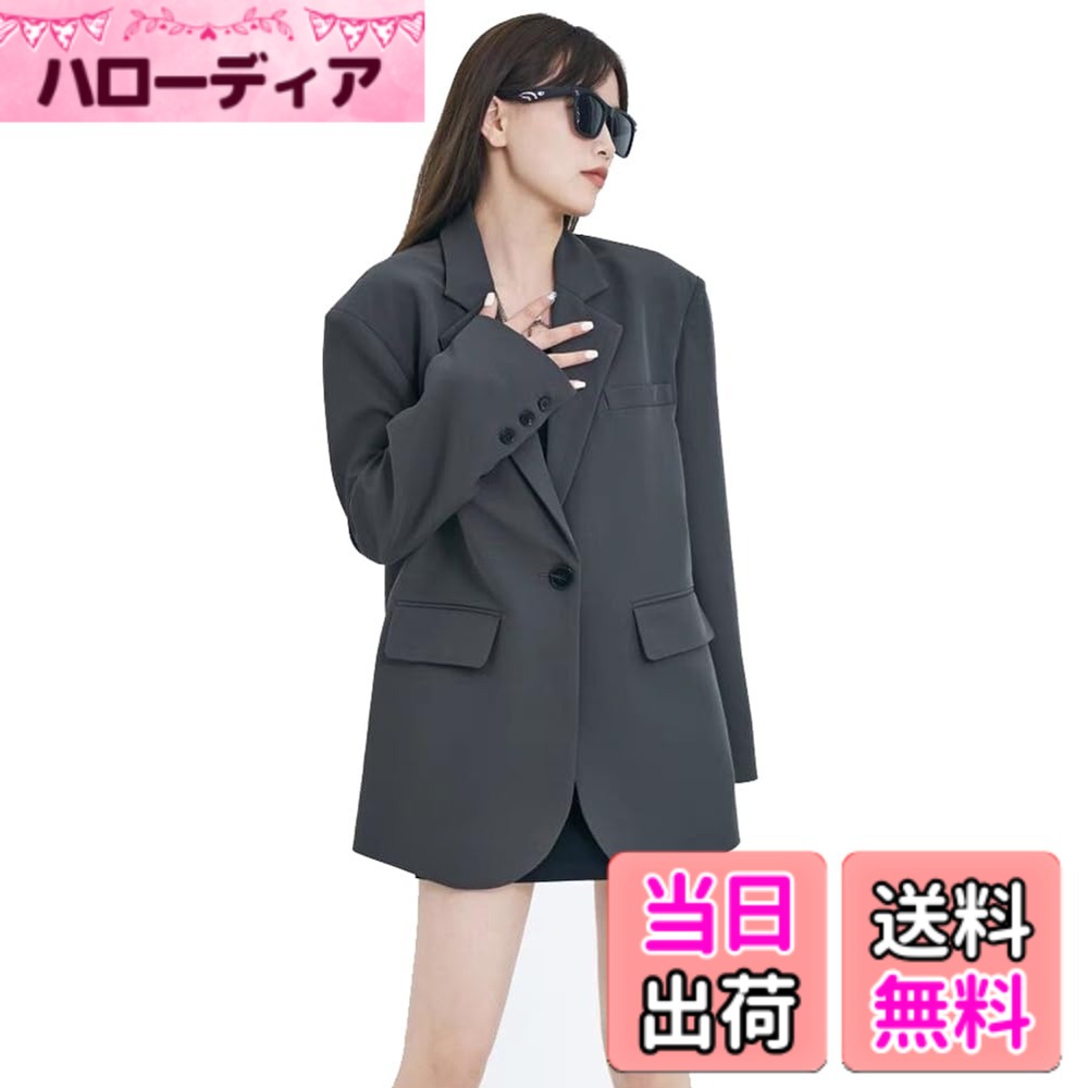 【送料無料】[TASOGARA] テーラード ジャケット レディース ブレザー アウター 長袖 春 秋 シンプル きれいめ 大人 上品 エレガント オフィス カジュアル 通勤 色：グレー、サイズ：XL