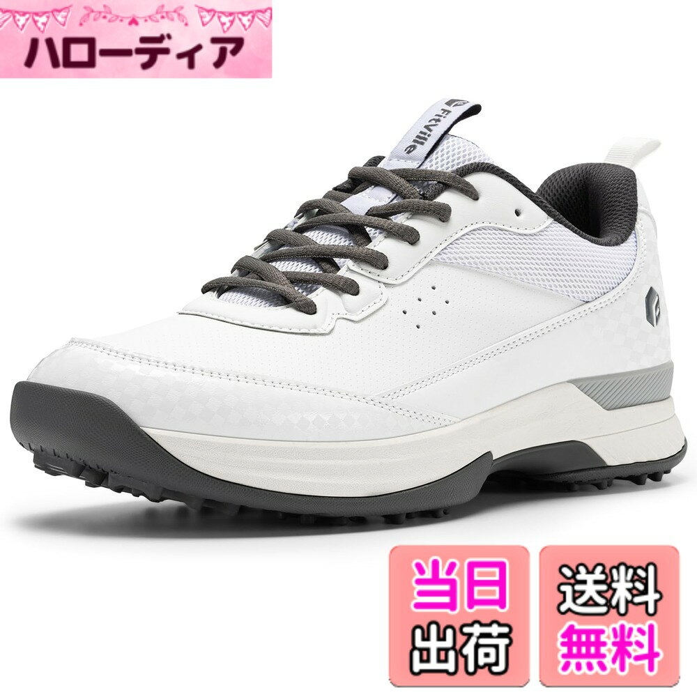 Golf - 【送料無料】[FitVille] 幅広 ゴルフシューズ メンズ 2E 4E プロゴルフ靴 ソフトスパイク付き 軽量 防水 防滑 色：ディープグレー、サイズ：29.0 cm 4E