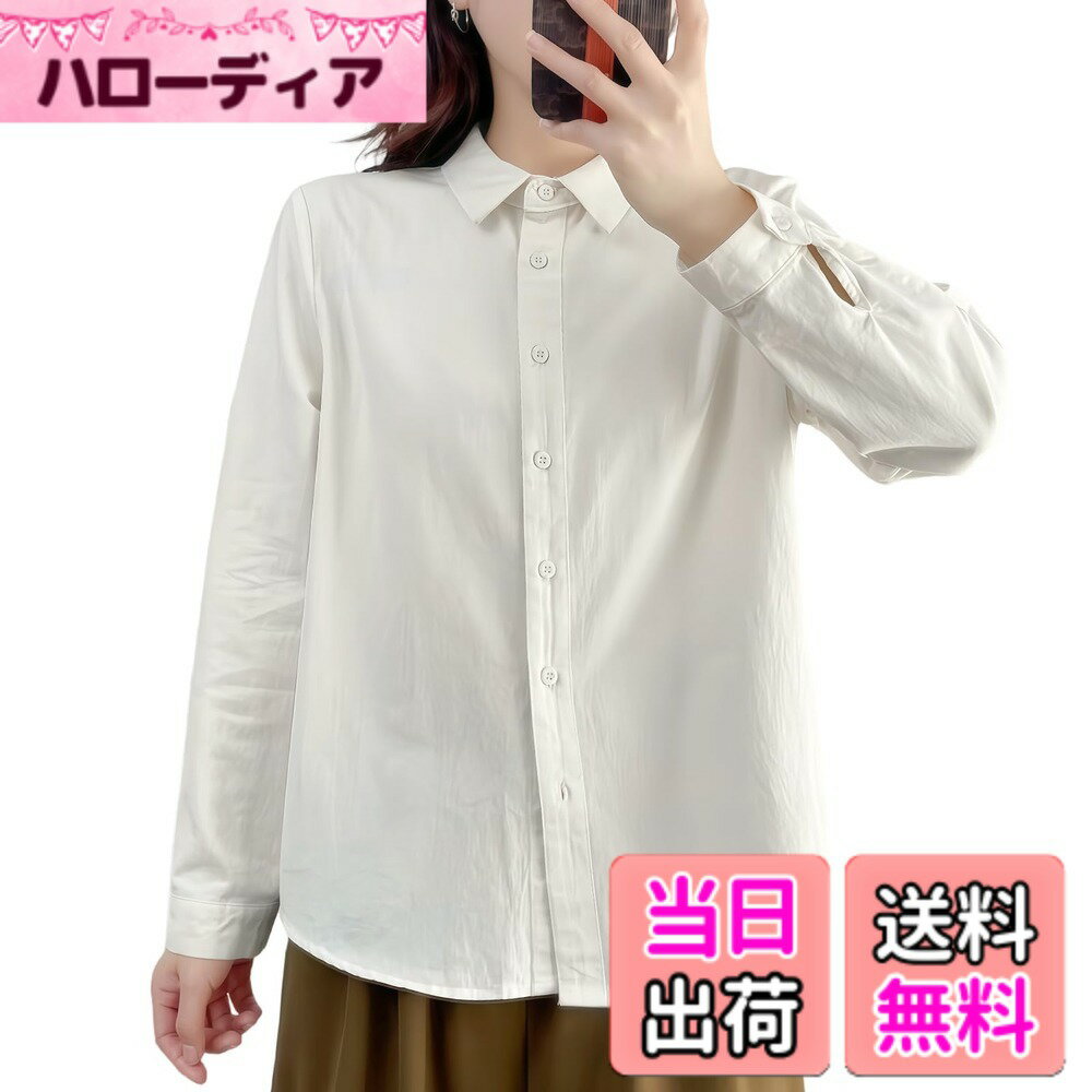 Other - 【送料無料】[MilaCorinna] レディース トップス シャツ 長袖 ポロ 純綿 無地 厚手 レトロ 上品 快適 肌に優しい おしゃれ 優しい カジュアル シンプル スリム 大人 フォーマル 普段着 ゆったり 通勤 大学生 4色展開 春夏秋冬 色：ベージュ、サイズ：L