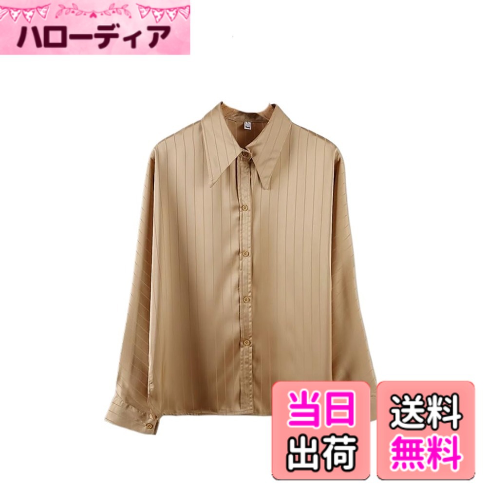 Other - 【送料無料】[VIISEN] シャツ ブラウス、レディース長袖シャツ、立体的な花柄プルオーバー長袖トップス、スタンドカラーのシルク調シャツ、優雅で気品があります。着痩せ カジュアル フォーマル 通勤 色：シャンパン、サイズ：M