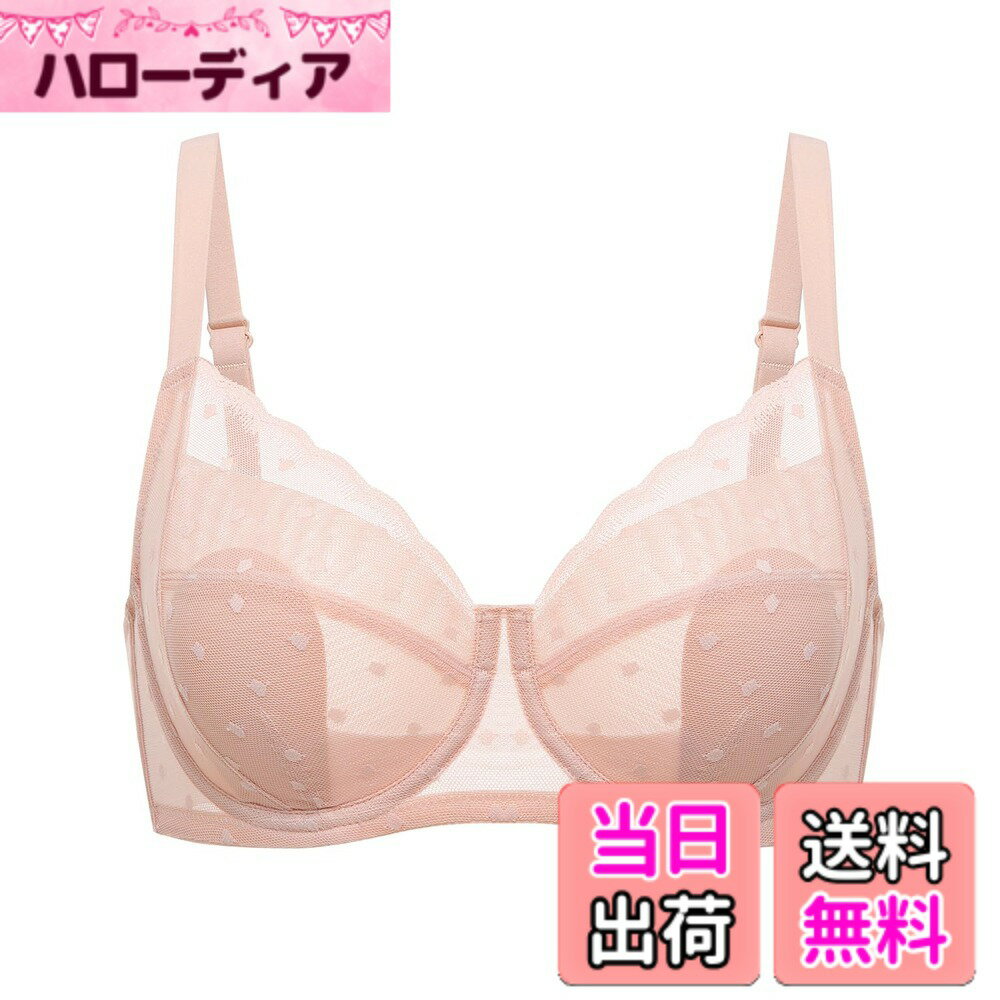 樂天商城 - 【送料無料】[DOBREVA] ブラジャー 大きいサイズ レース シースルー ドット柄 水玉模様 ワイヤー入り パッド付 小さく見せるブラ 大きいサイズブラ 色：クリームタン、サイズ：B75