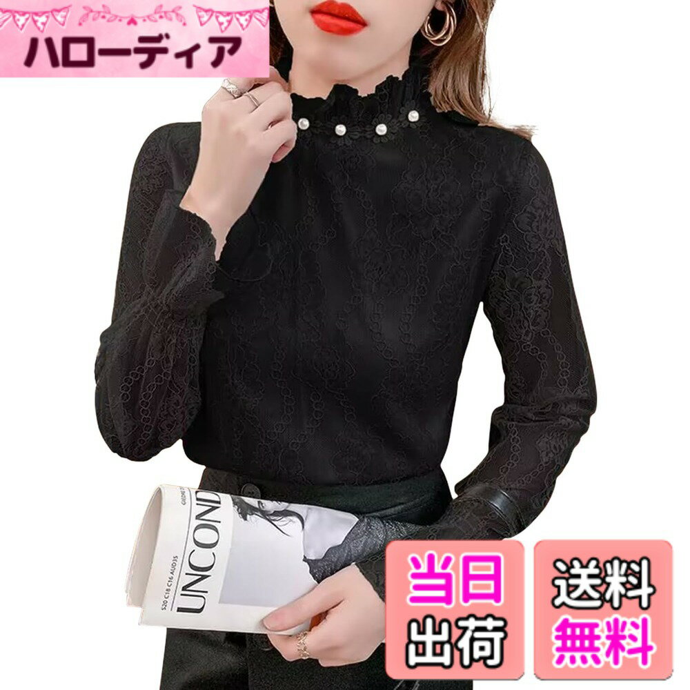 【送料無料】[SYitong] 総レース ブラウス レディース 長袖 立て襟 シフォン トップス チ ...