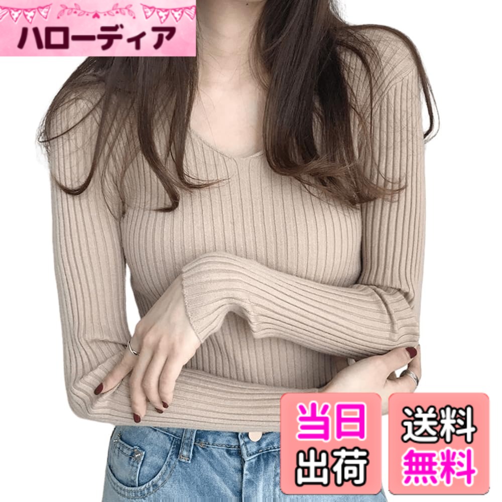 樂天商城 - 【送料無料】[Vincent house] セーター レディース リブニット インナー Vネック 着痩せ 長袖 無地 柔らか ストレッチ カジュアル 着回し力 6色 秋 冬 色：マスタード、サイズ：Free Size