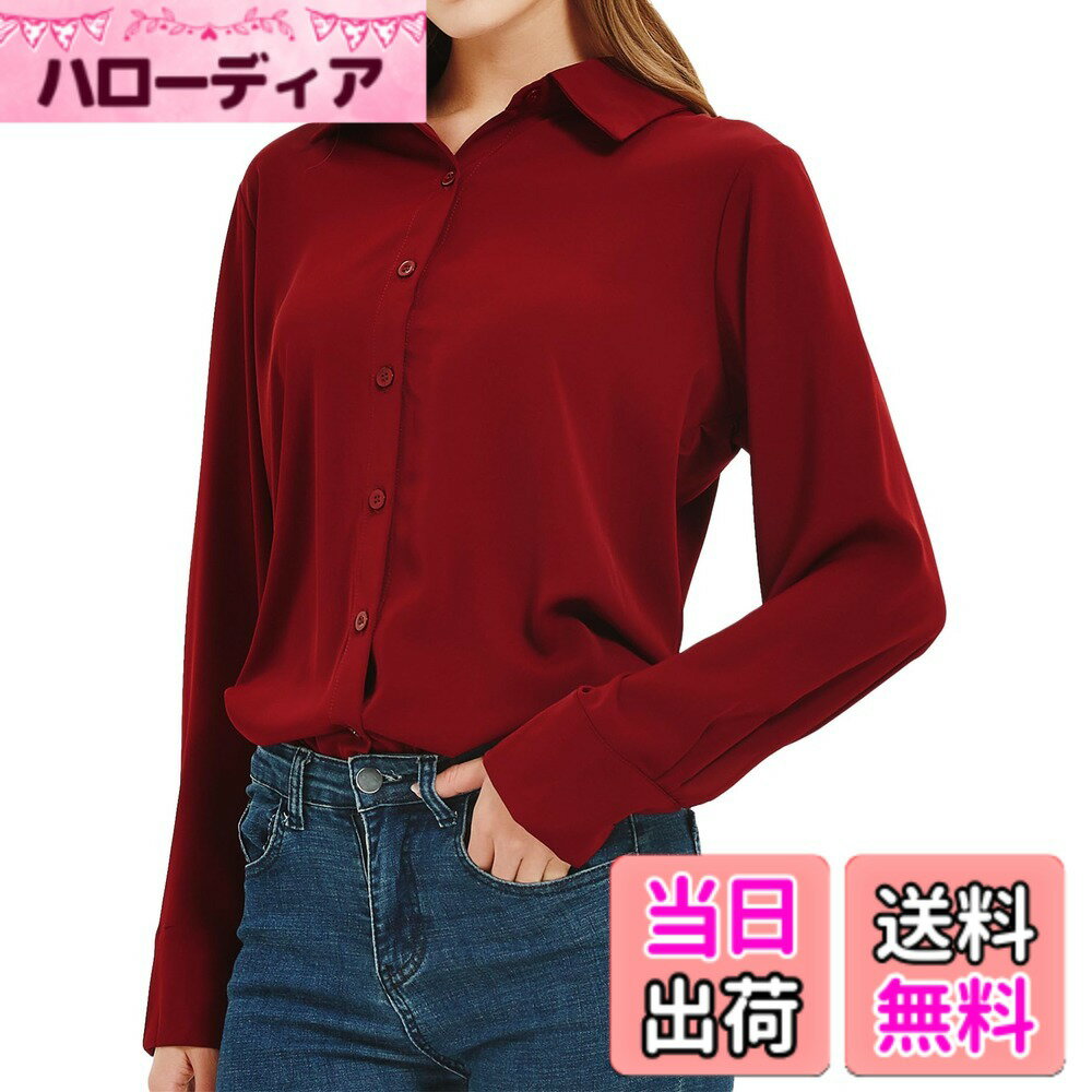 Other - 【送料無料】[YASHIGE] シャツ ブラウス レディース カジュアル オフィス ノーアイロン 形態安定 とろみ ゆったり 大きいサイズ 長袖 ビジネス ファッション 通勤 高通気性 S-4L 色：レッド、サイズ：3L
