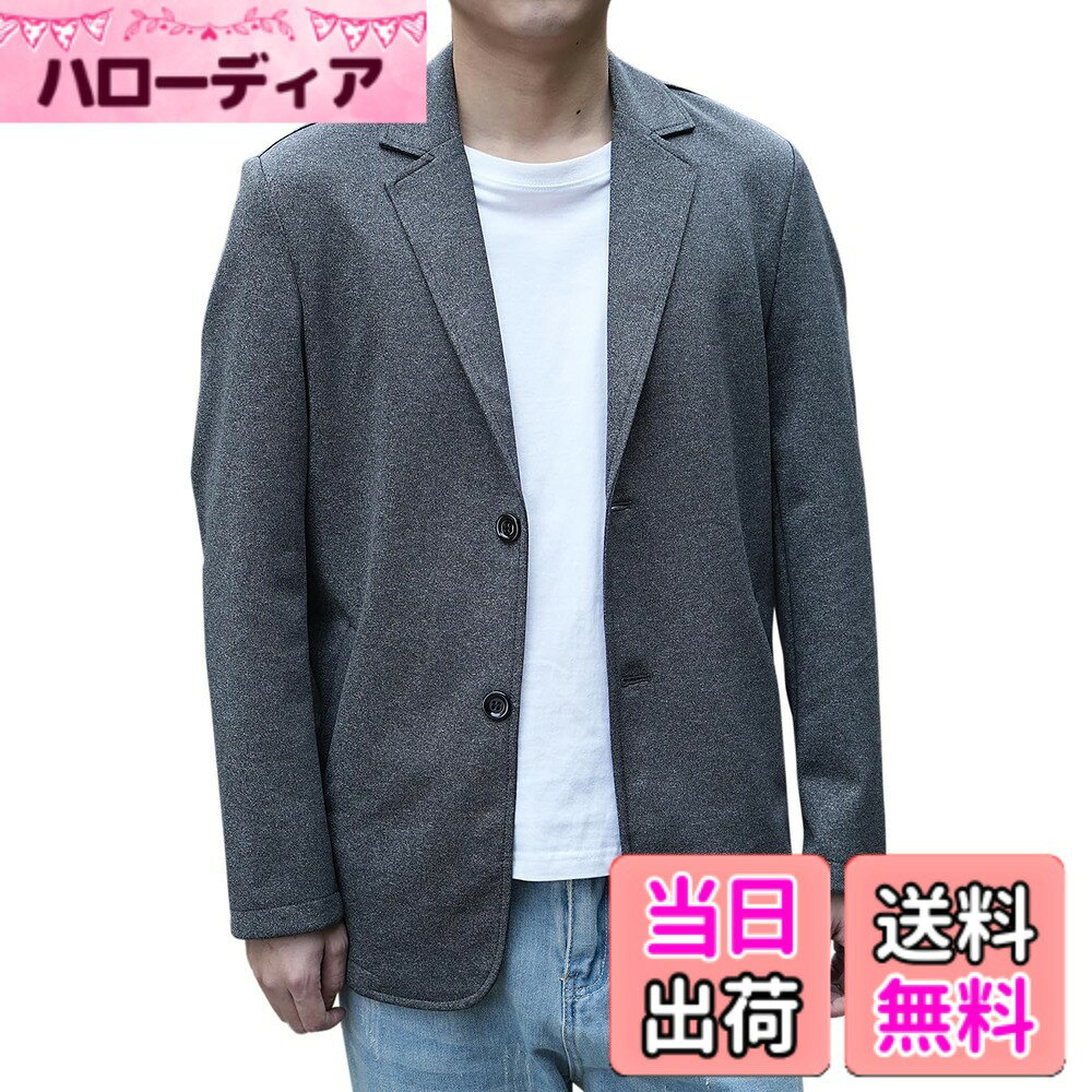 【送料無料】[GmrvaMen] メンズ ジャケット テーラードジャケット ストレッチ ビジネス スーツジャケット ブレザー シングル 2つボタン 細身 カジュアル おしゃれ アウター 春 秋 色：チャコール、サイズ：M