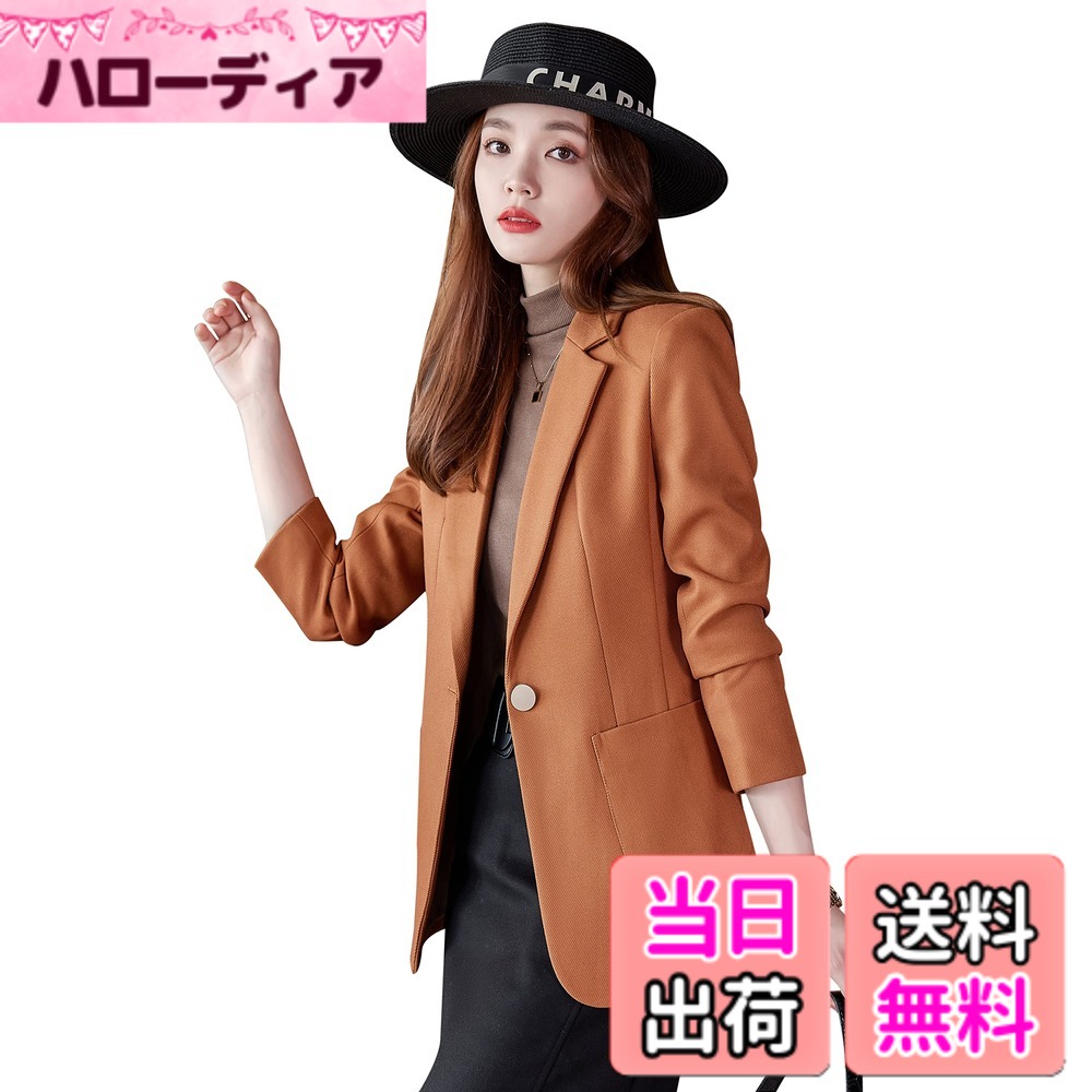 Jacket - 【送料無料】[FHLHY] テーラード ジャケット レディース フォーマル ジャケット ブレザー すべての季節 長袖 通勤 カジュアル オフィス スリム 色：オレンジ 858、サイズ：4XL