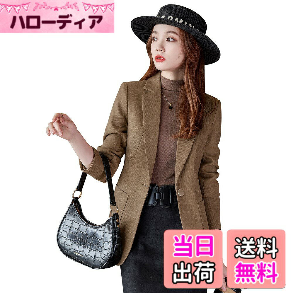 Jacket - 【送料無料】[FHLHY] テーラード ジャケット レディース フォーマル ジャケット ブレザー すべての季節 長袖 通勤 カジュアル オフィス スリム 色：カーキ 858、サイズ：XL